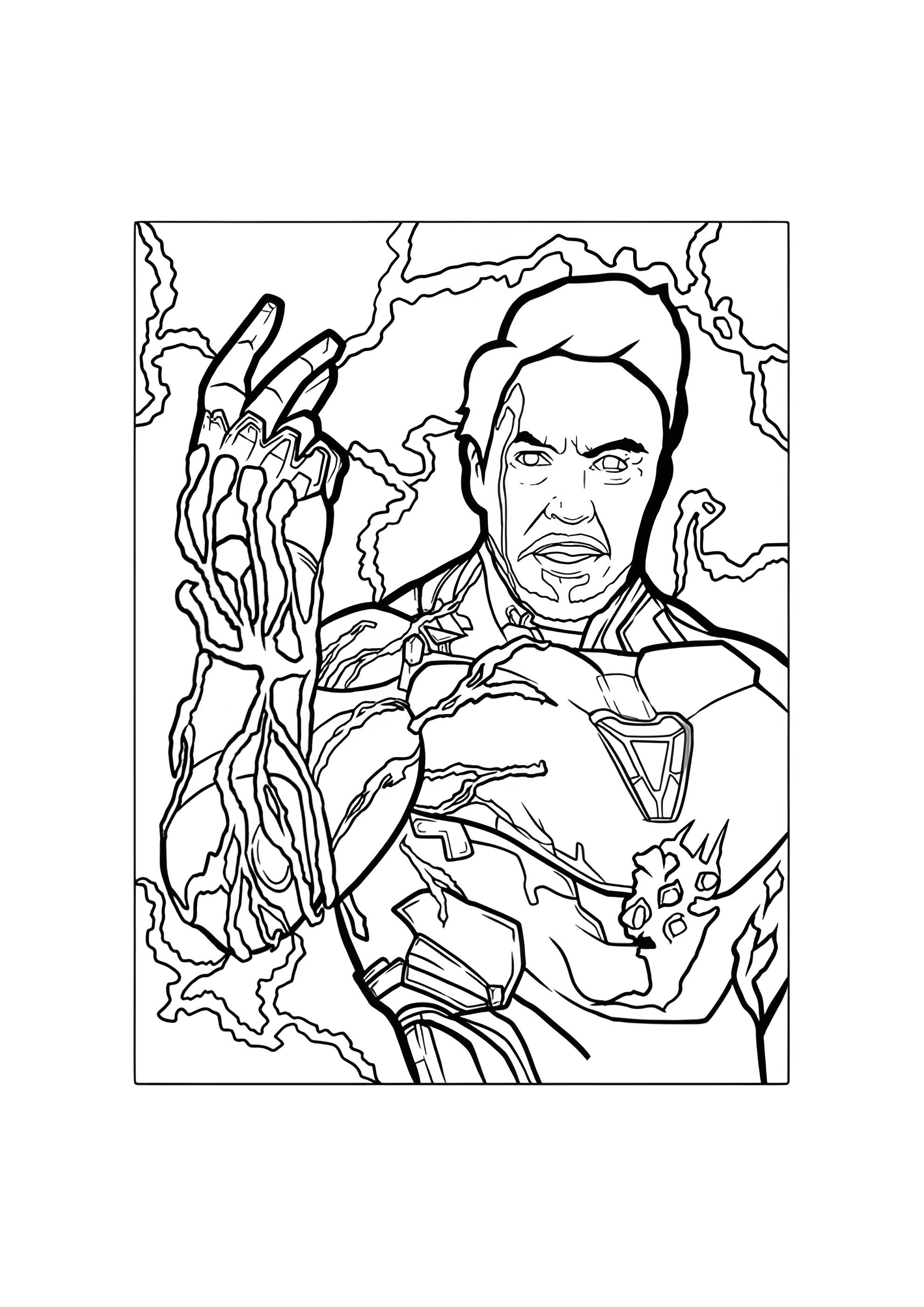 Раскраска Железный человек с камнями бесконечности