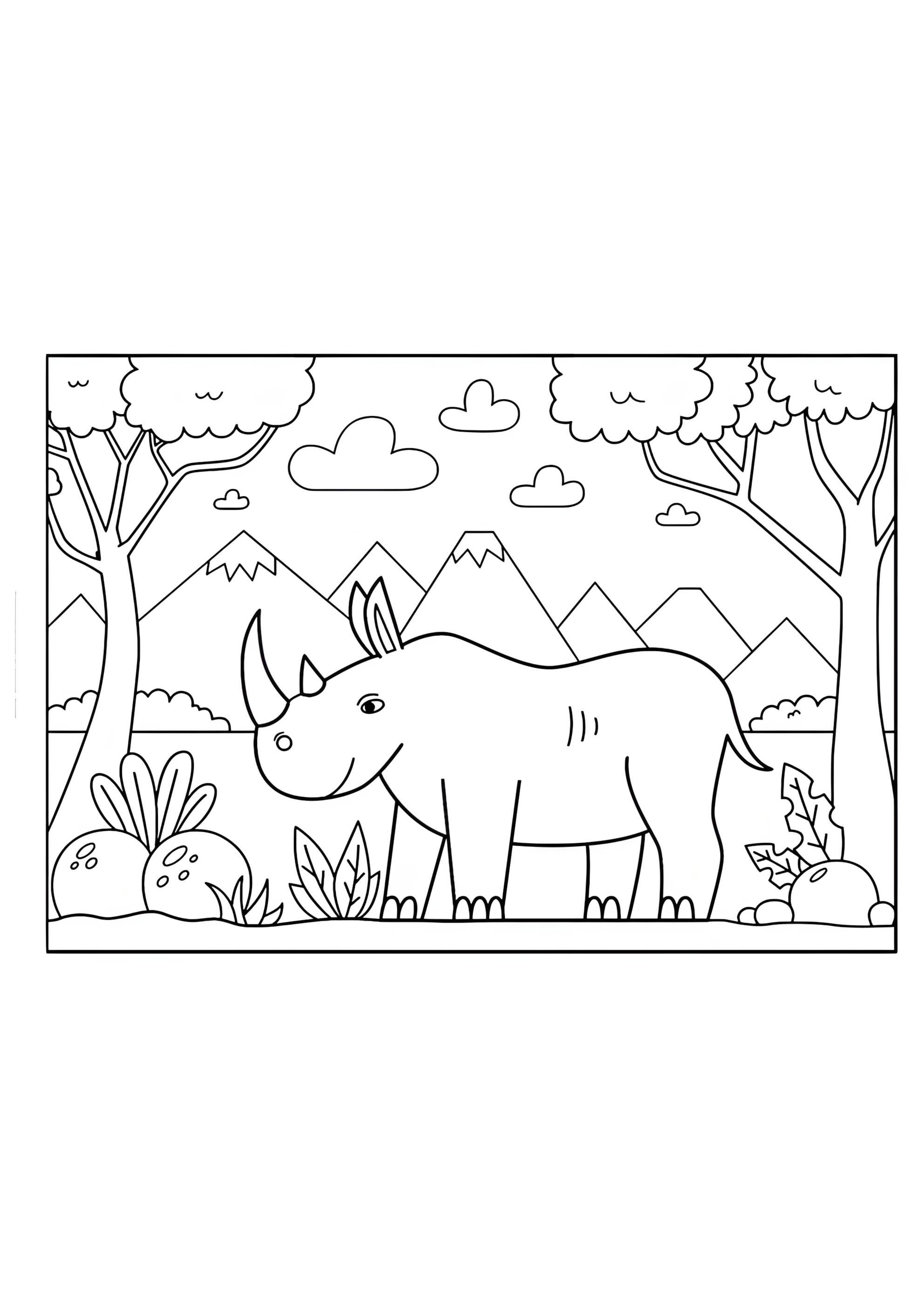 Раскраска Зоопарк носорог