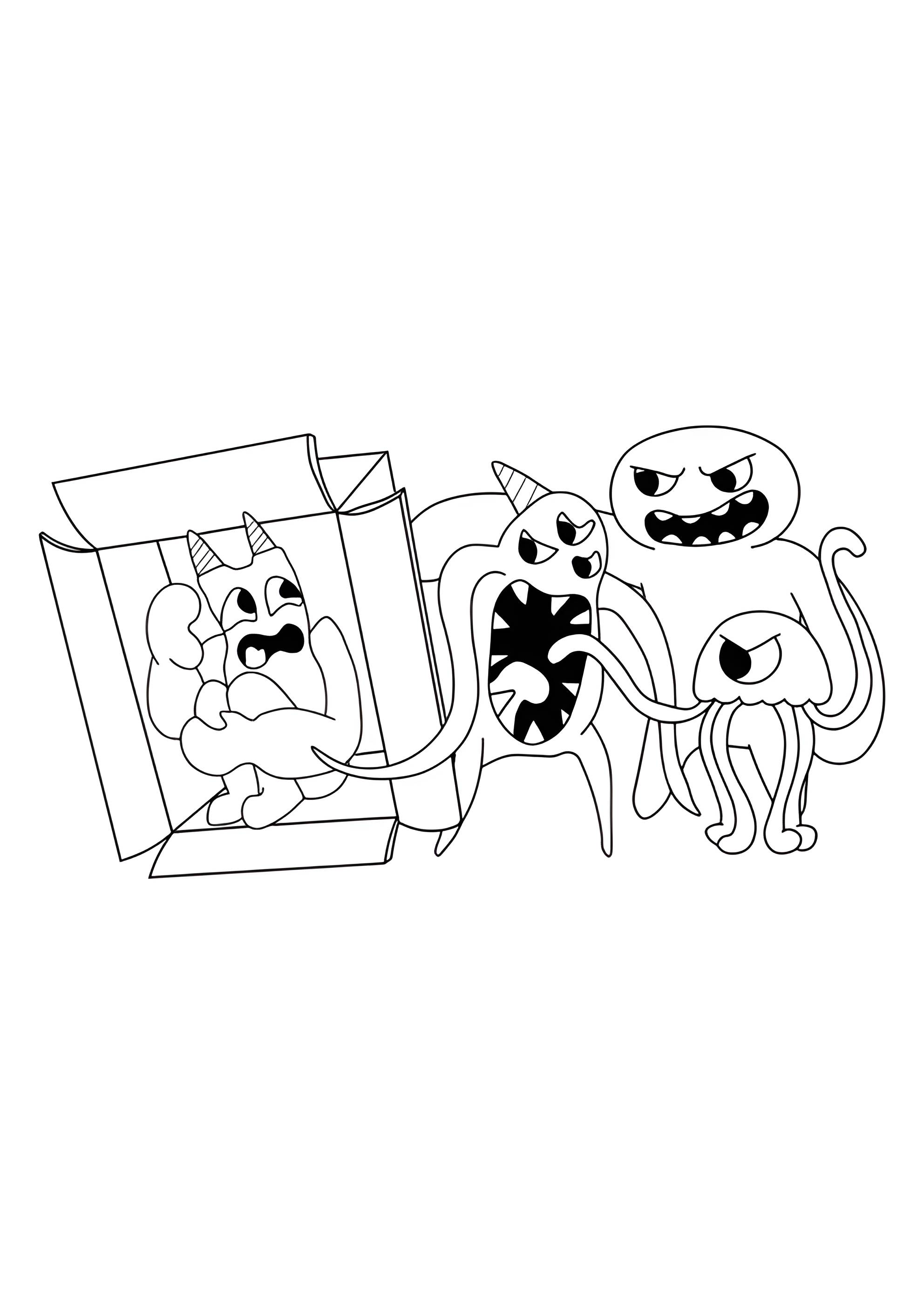 Раскраска Банбан прячется в коробке