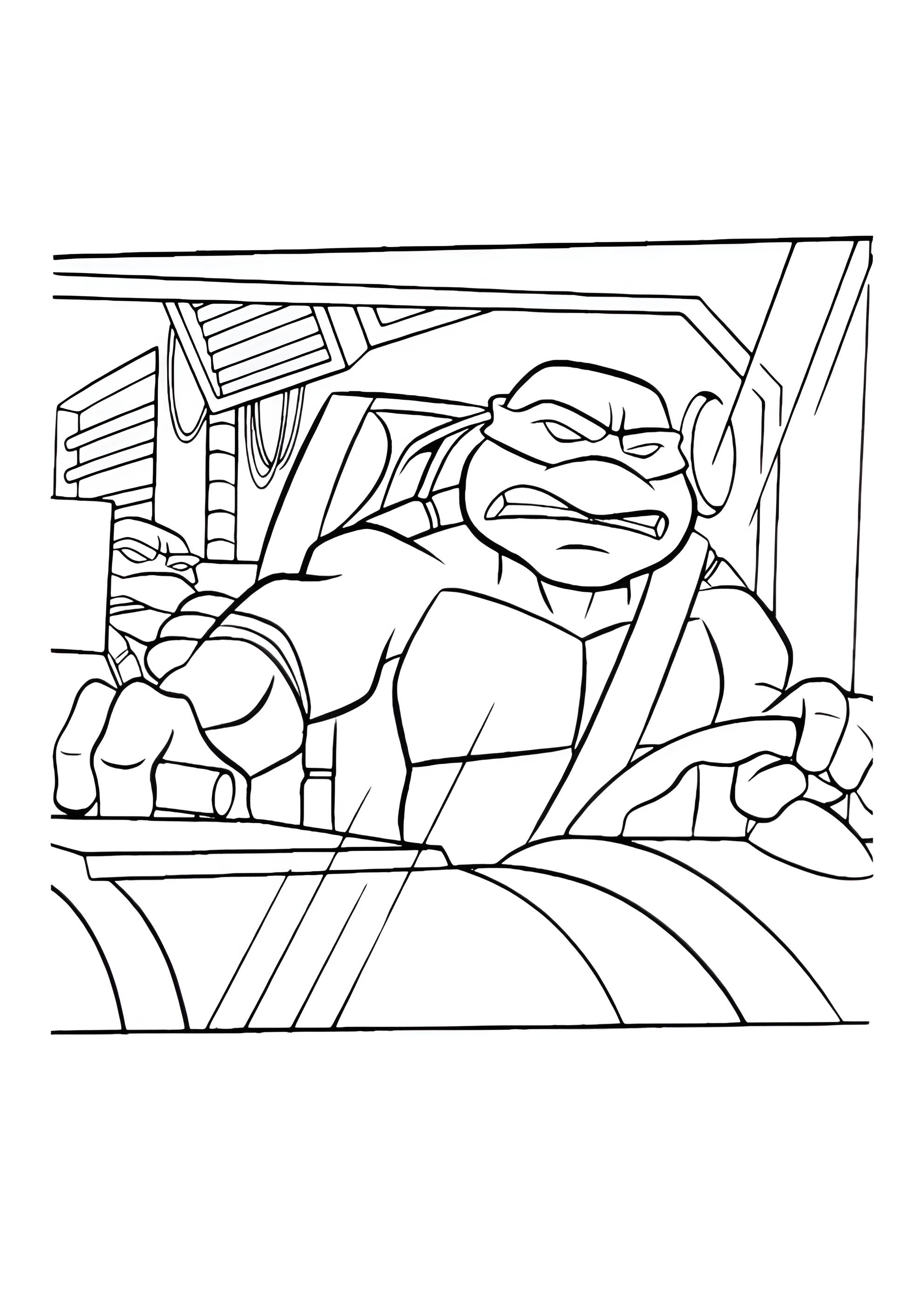 Раскраска Черепашка-Ниндзя за рулем