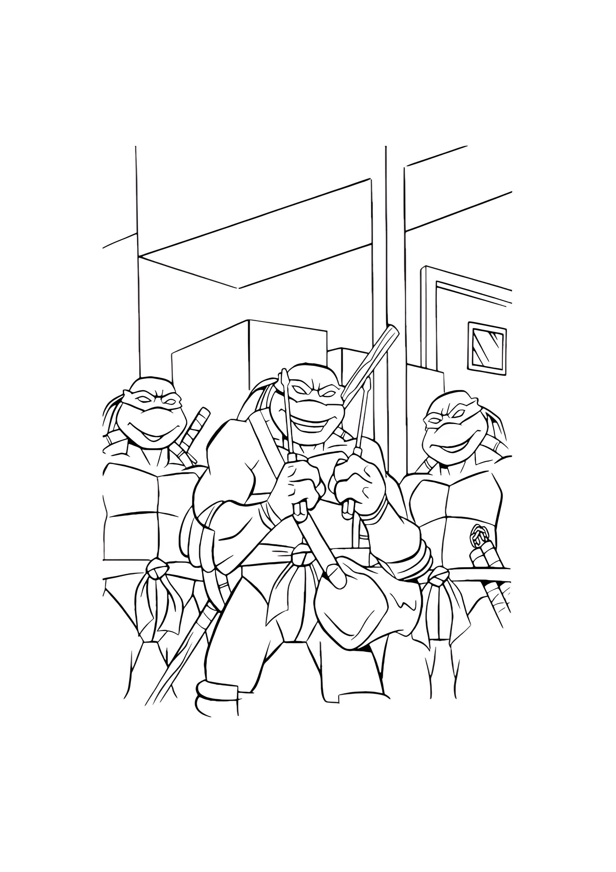 Раскраска Донателло и отвертки