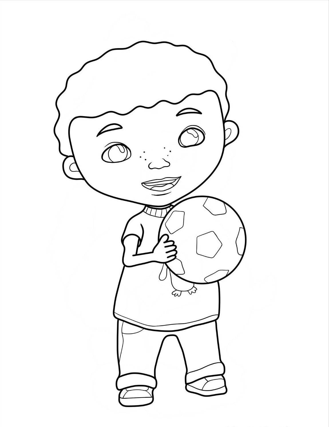 Раскраска Донни МакСтаффинс держит футбольный мяч