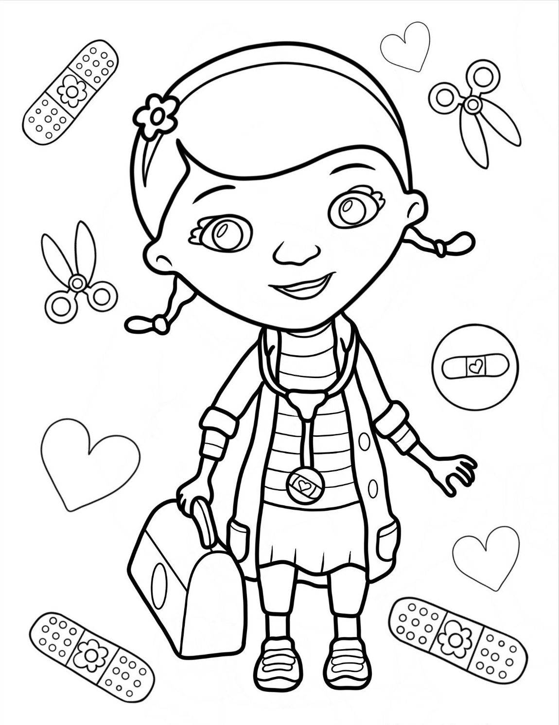 Раскраска Дотти Доктор Плюшева