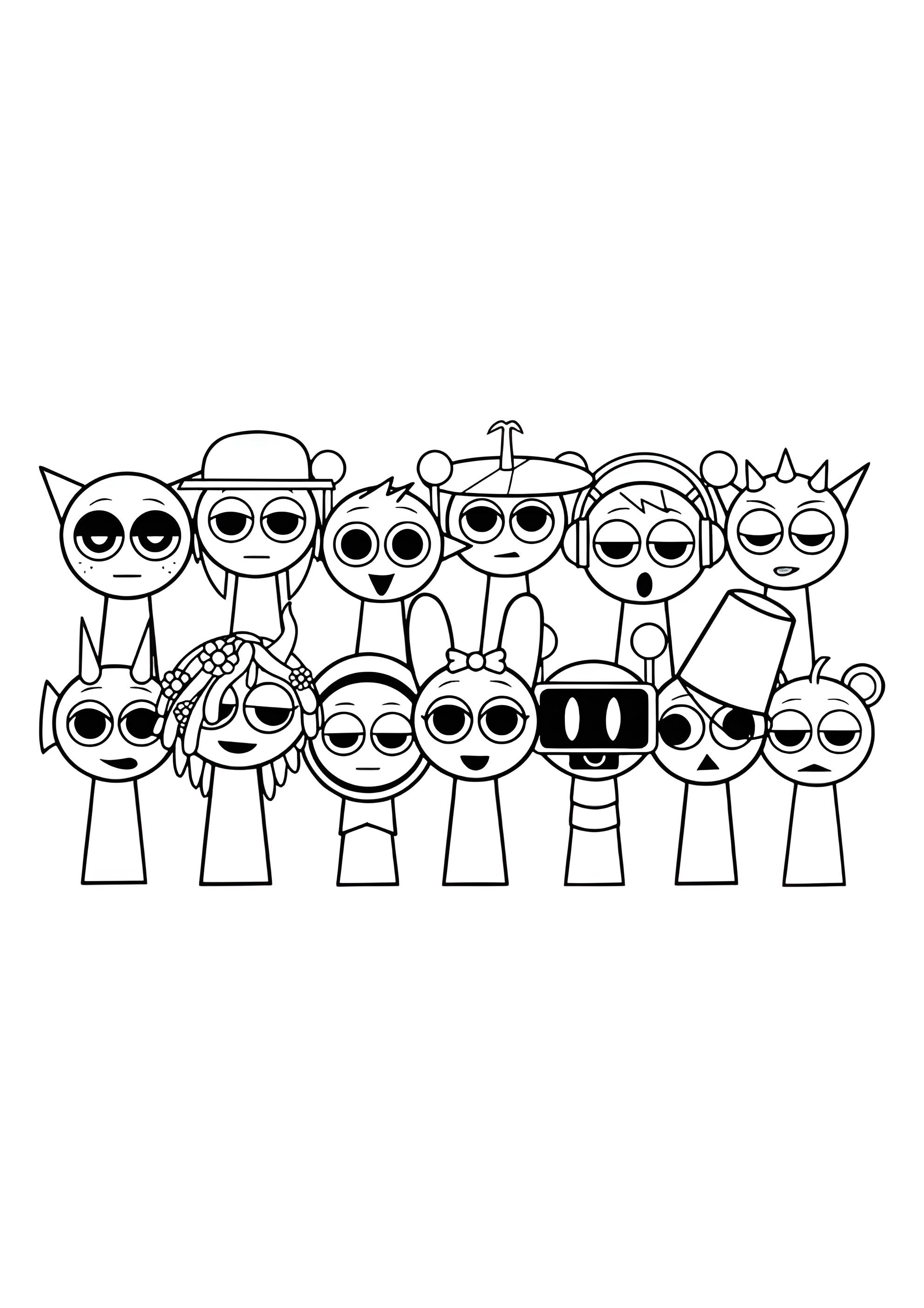 Раскраска Главные герои Спрунки