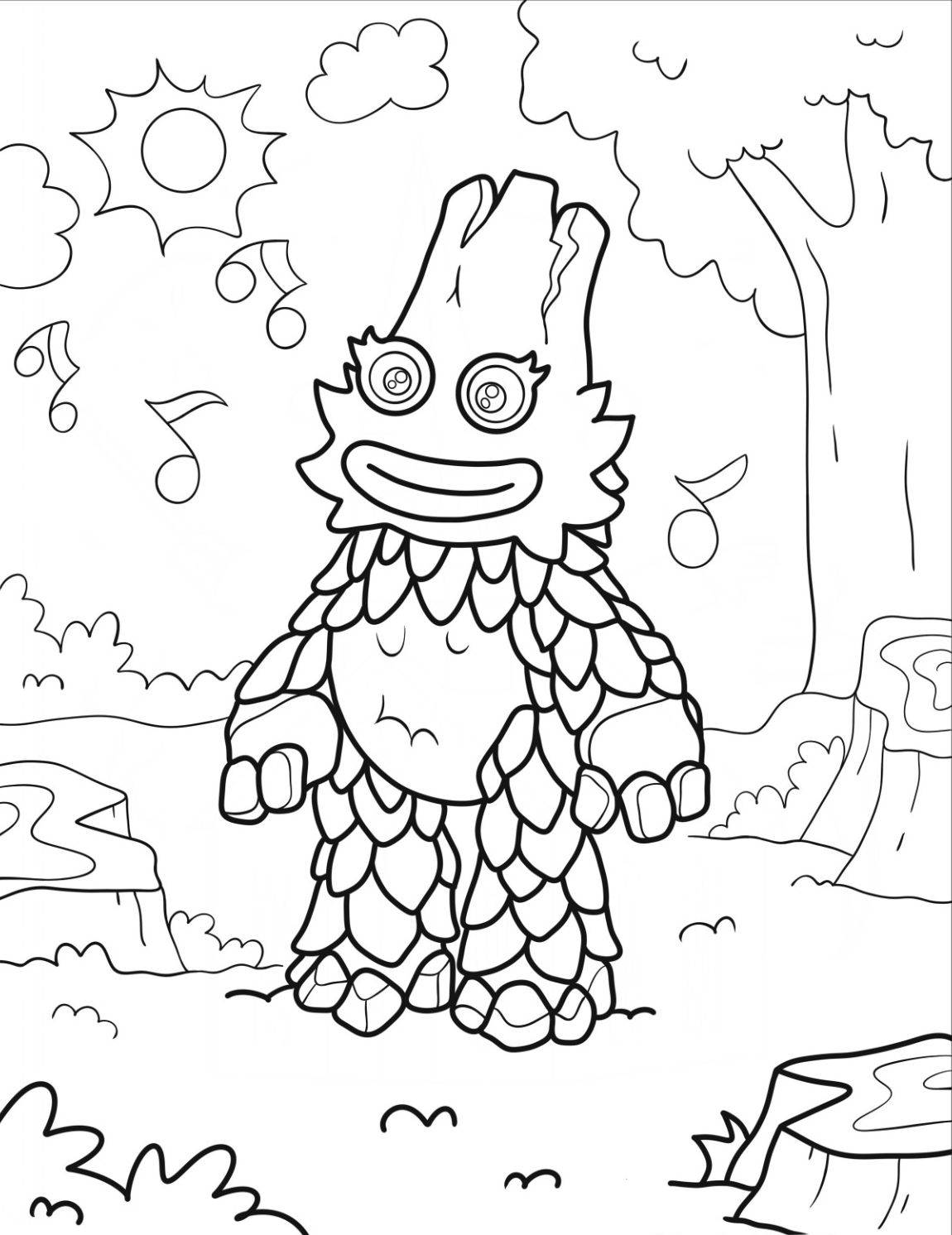 Раскраска Кайна в лесу