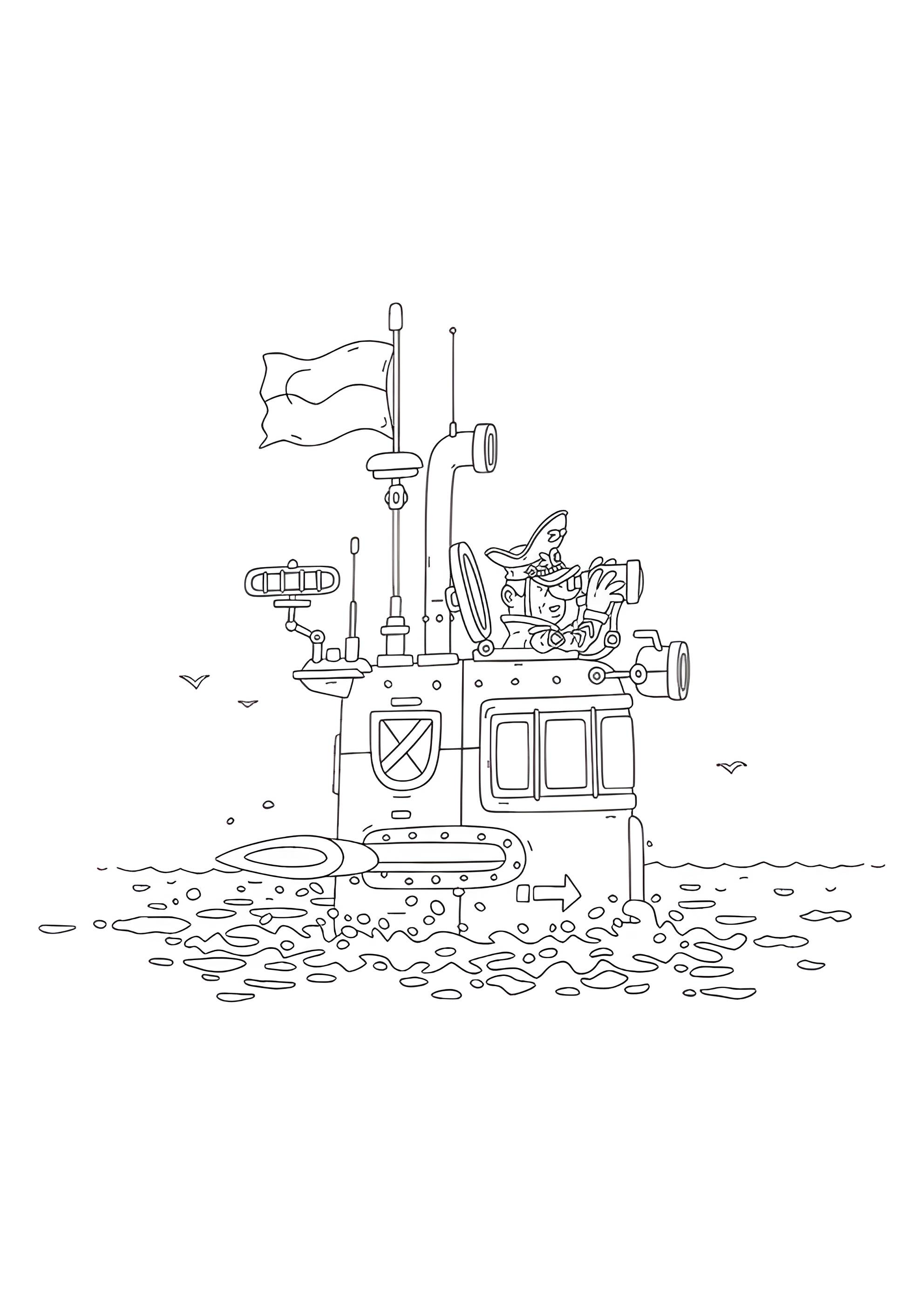 Раскраска Капитан на подводной лодке