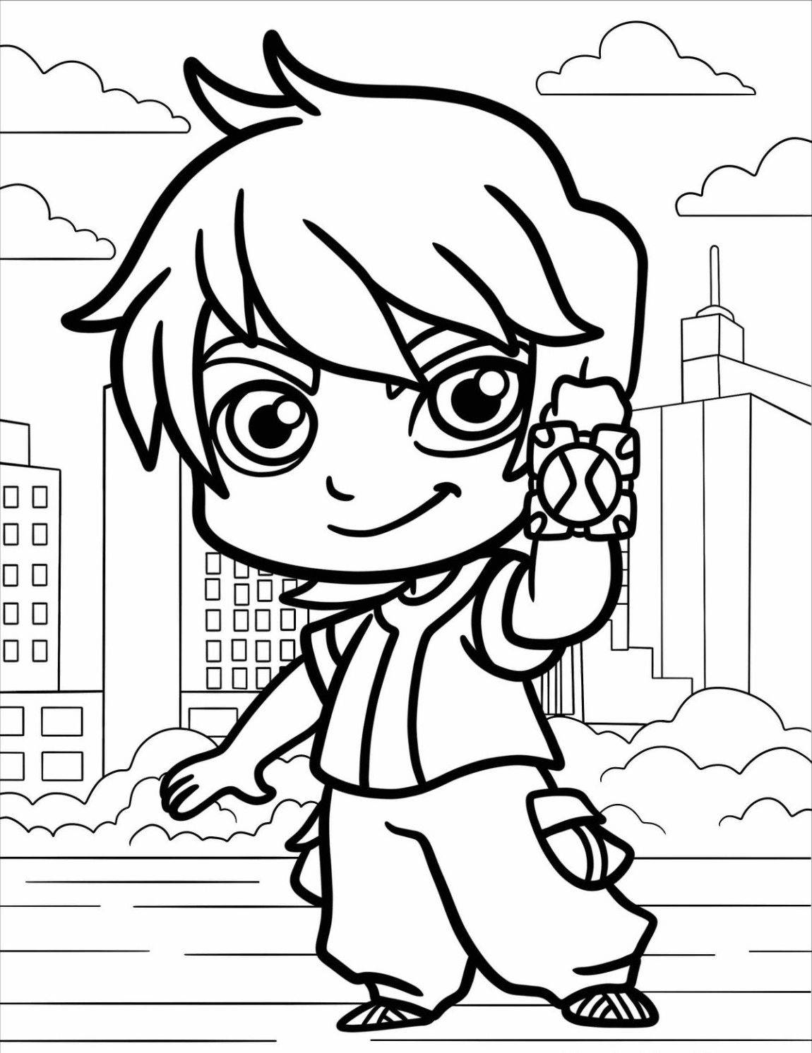 Раскраска Кавайный Бен Тен