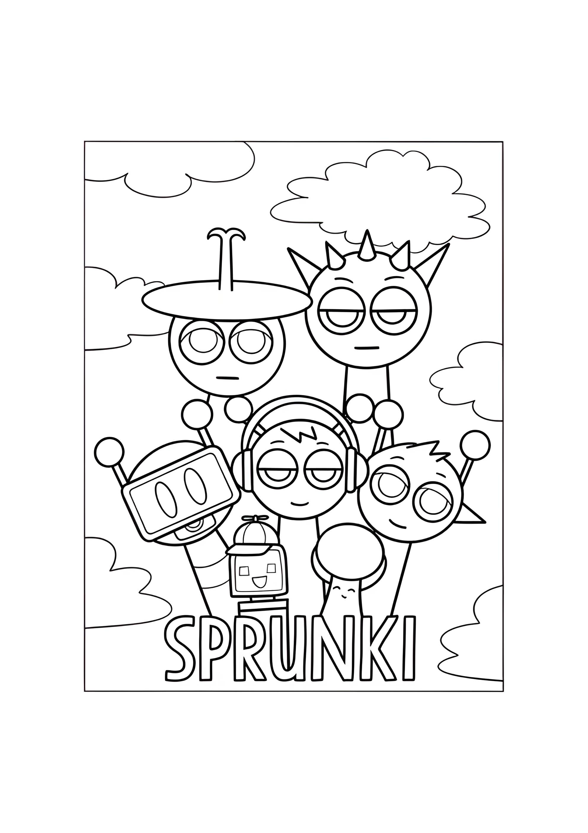 Раскраска Компания Спрунков