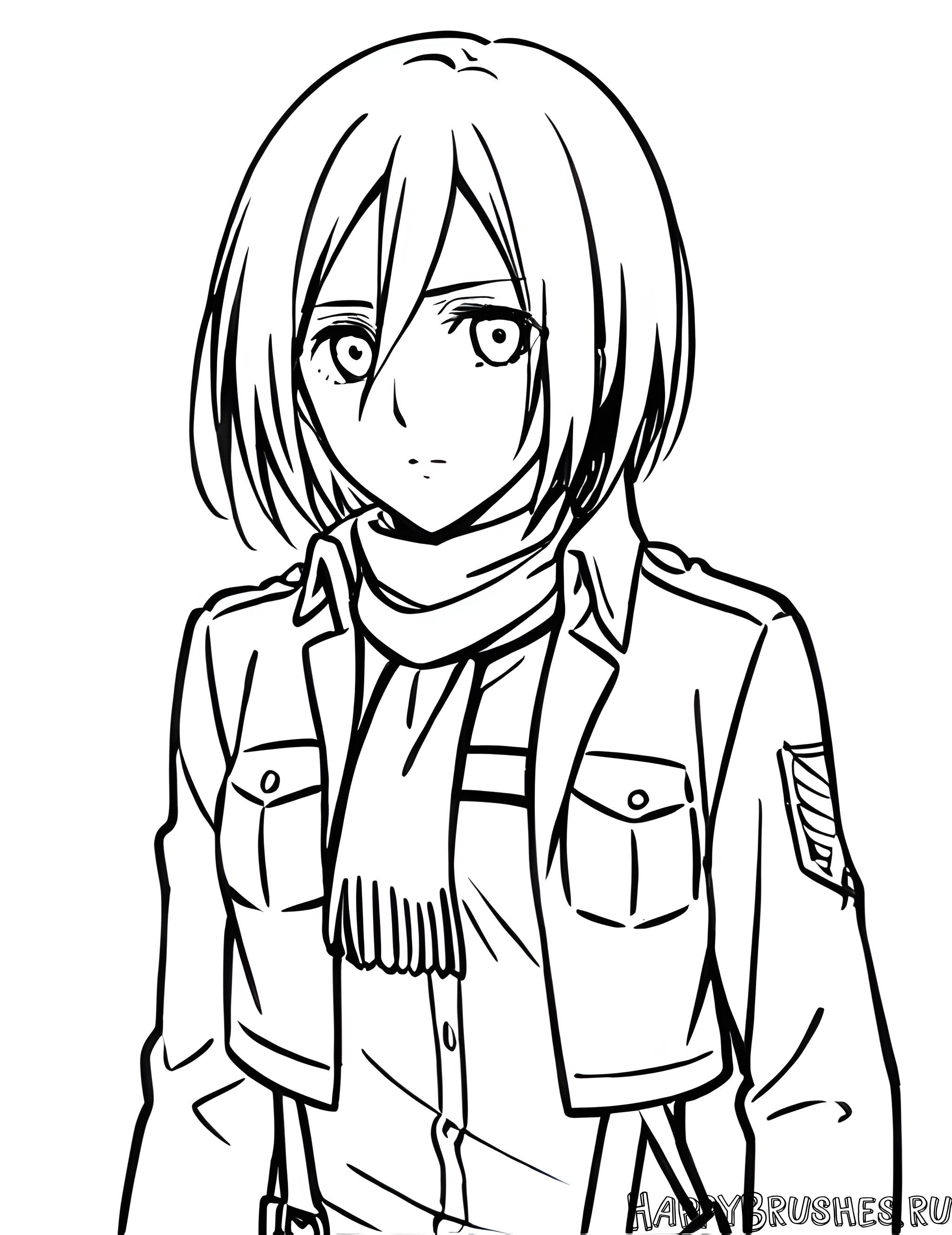 Раскраска Микаса Аккерман 15