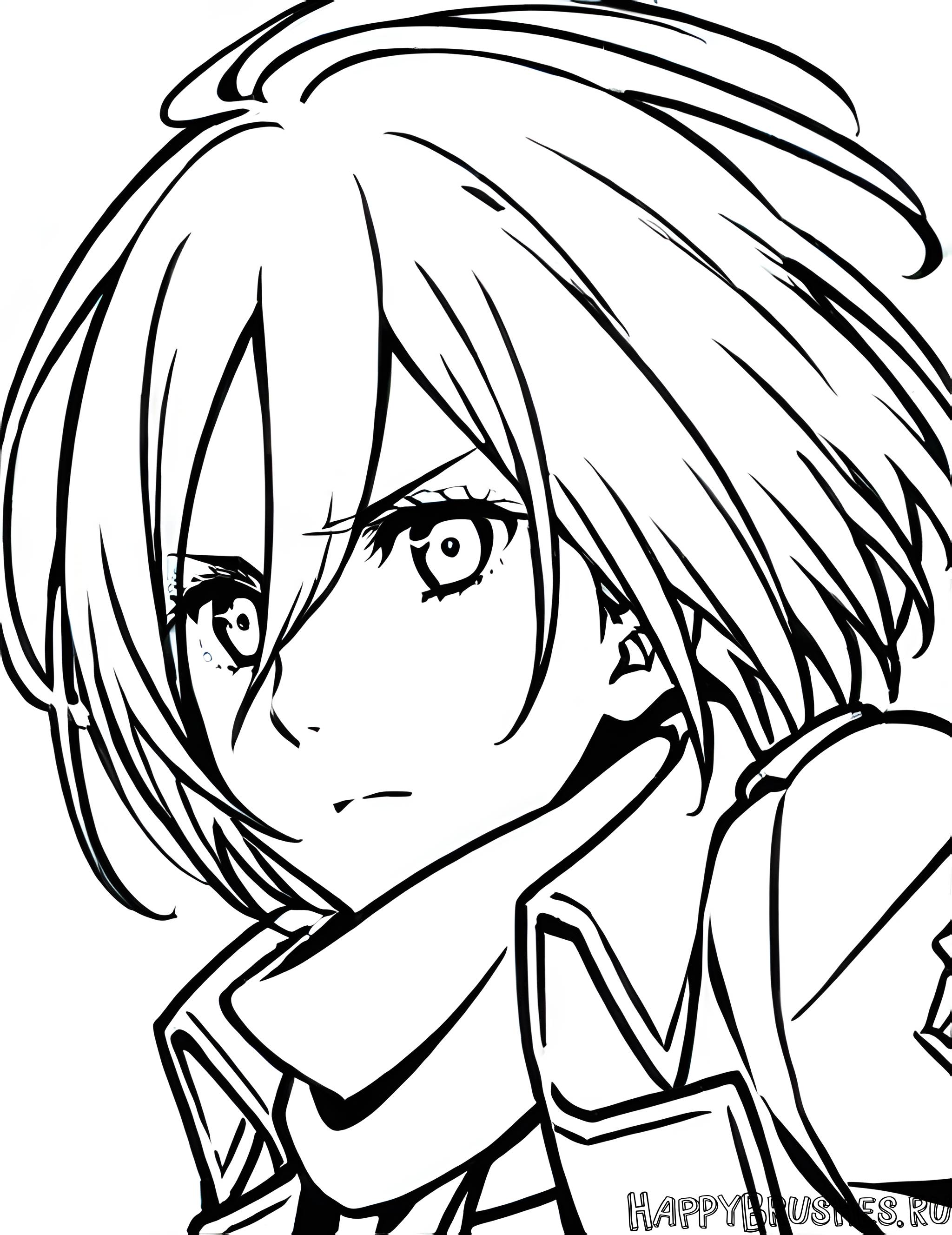 Раскраска Микаса Аккерман 17