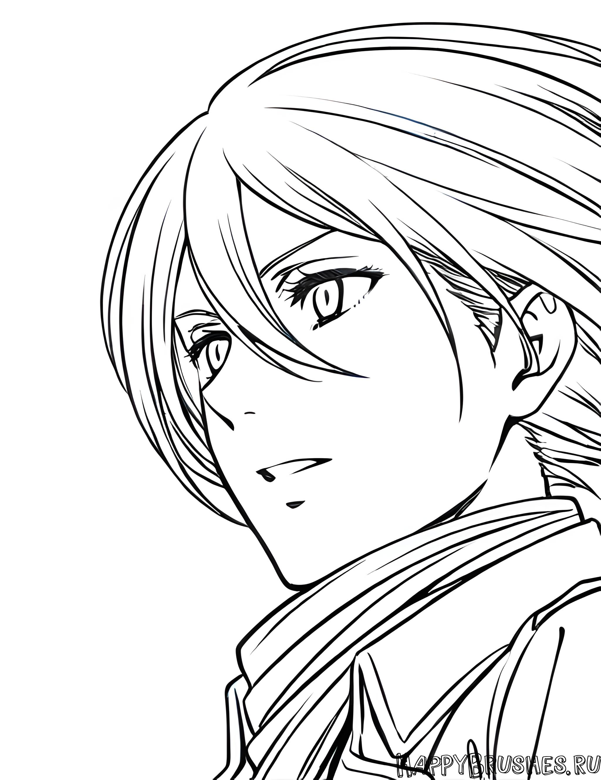 Раскраска Микаса Аккерман 8