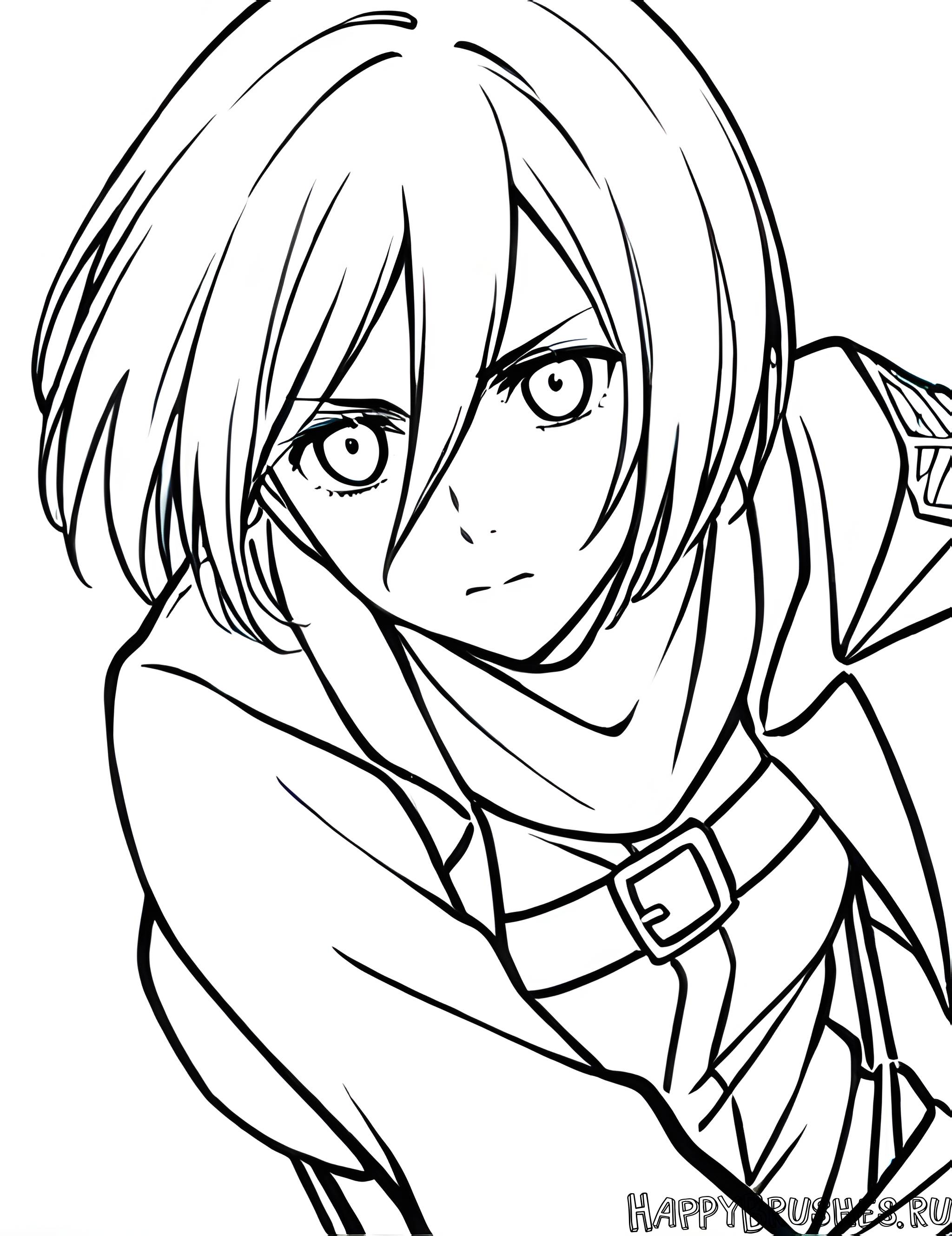 Раскраска Микаса Аккерман 9