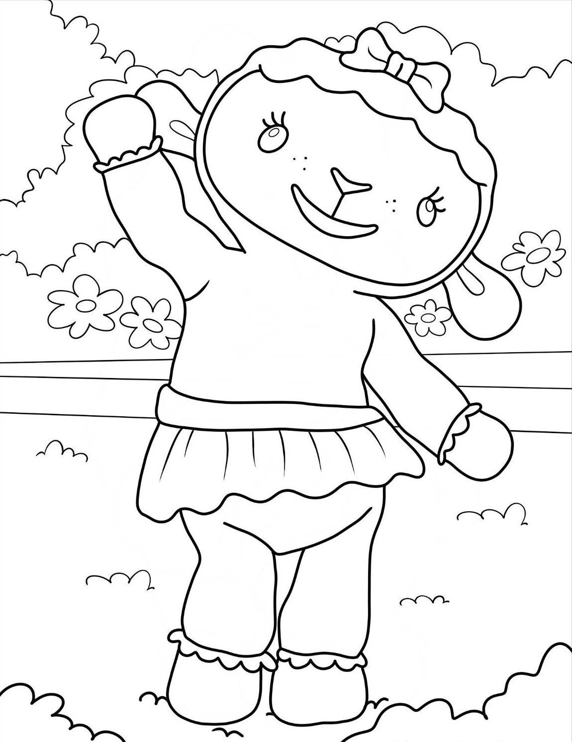 Раскраска Милая Лэмби машет рукой