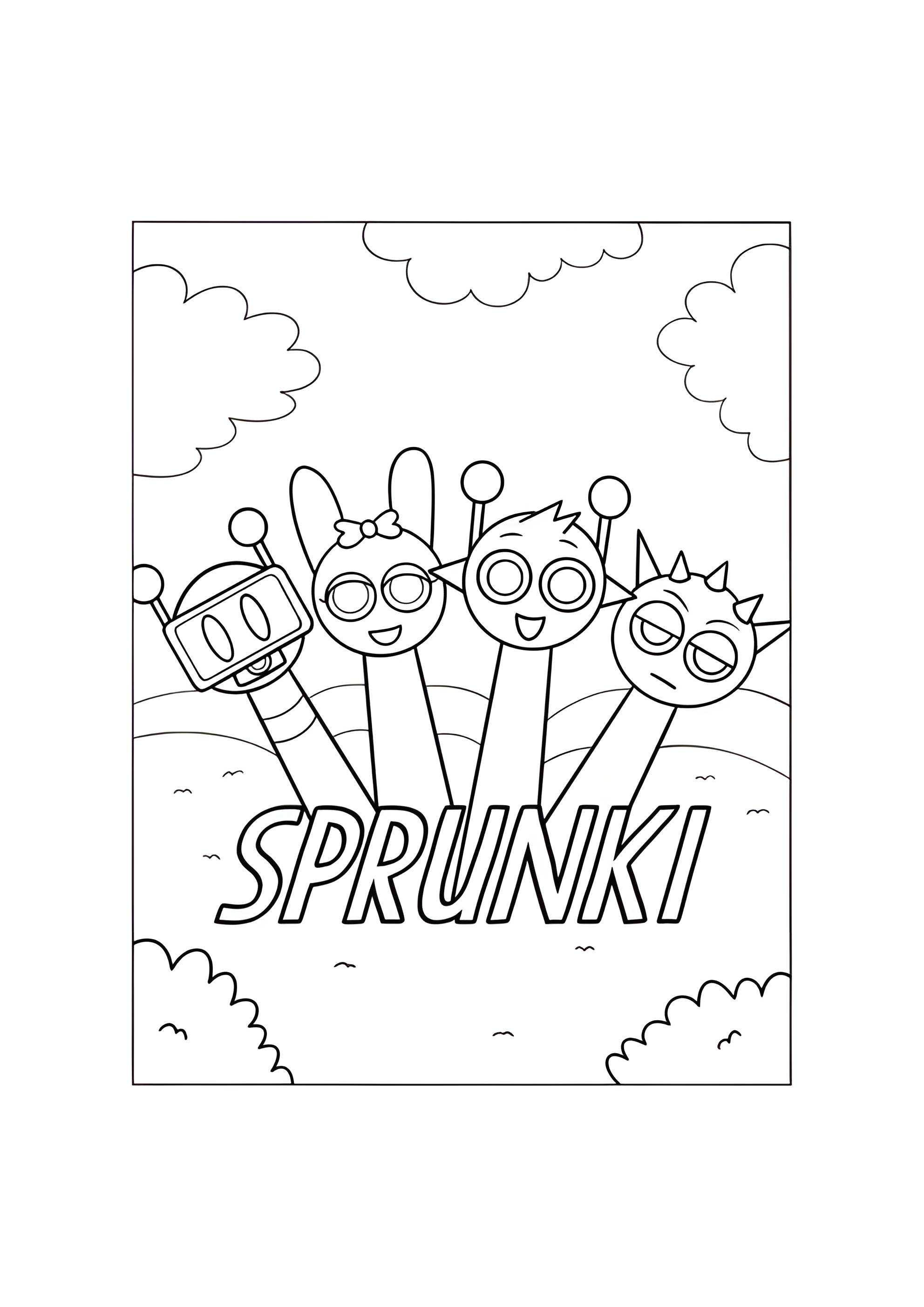 Раскраска Милые Спрунки