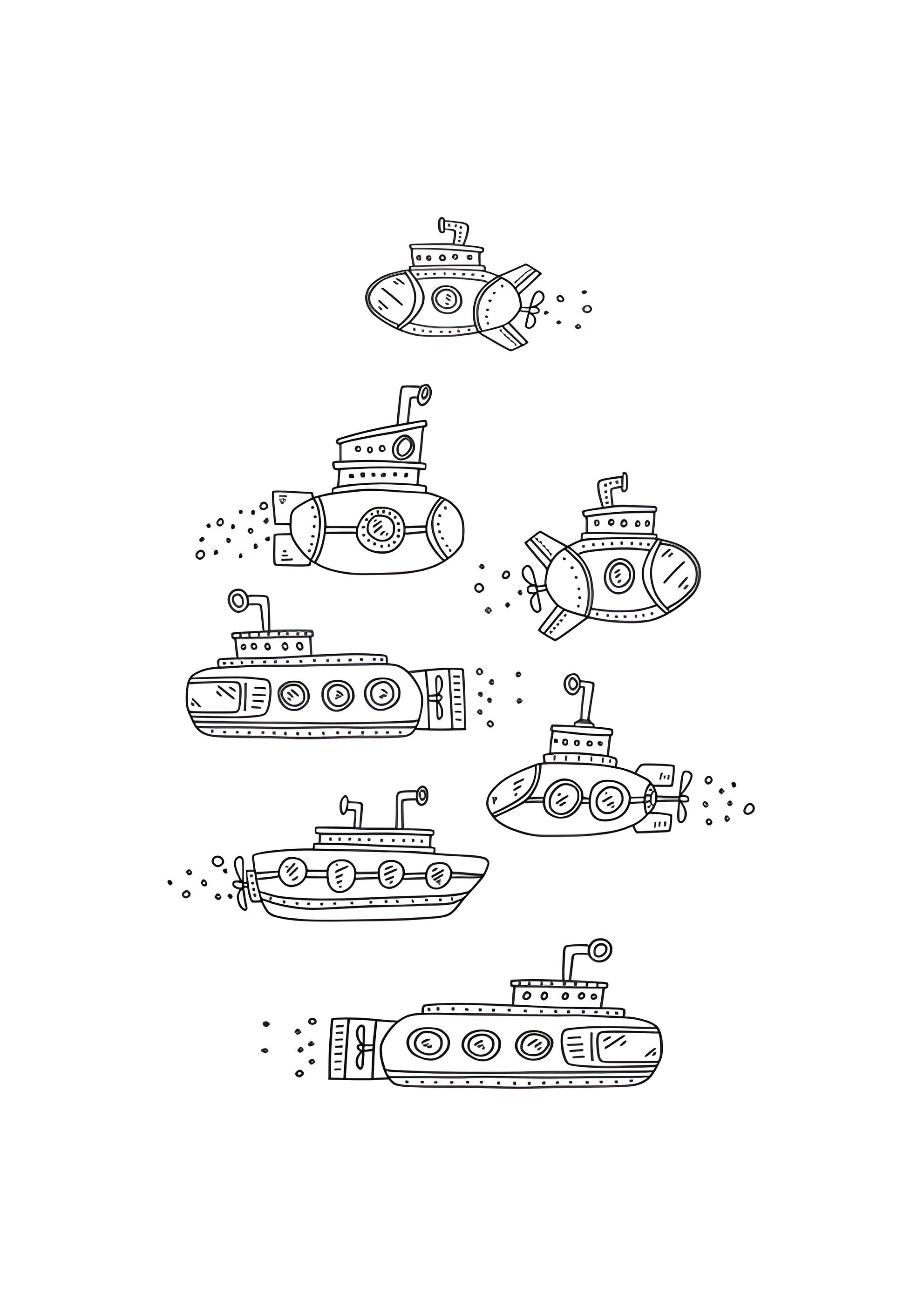 Раскраска Много подводных лодок