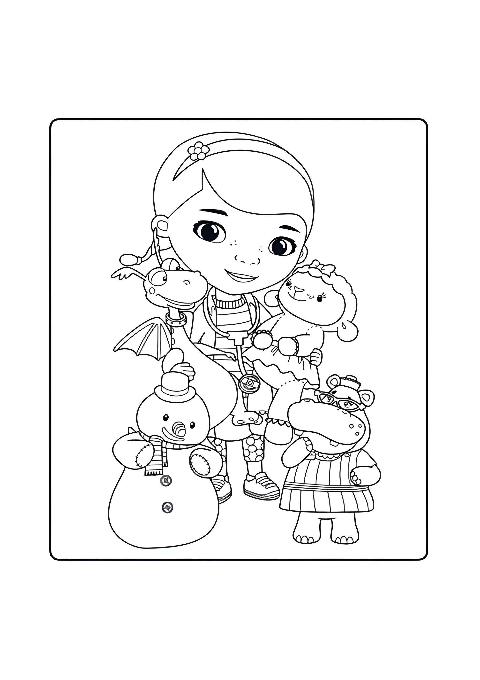 Раскраска Мультфильм доктор Плюшева