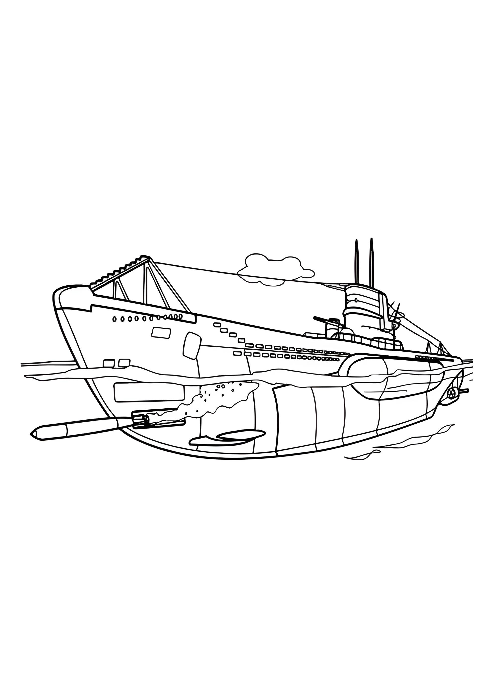 Раскраска Немецкая подводная лодка U-99 времён Второй мировой войны