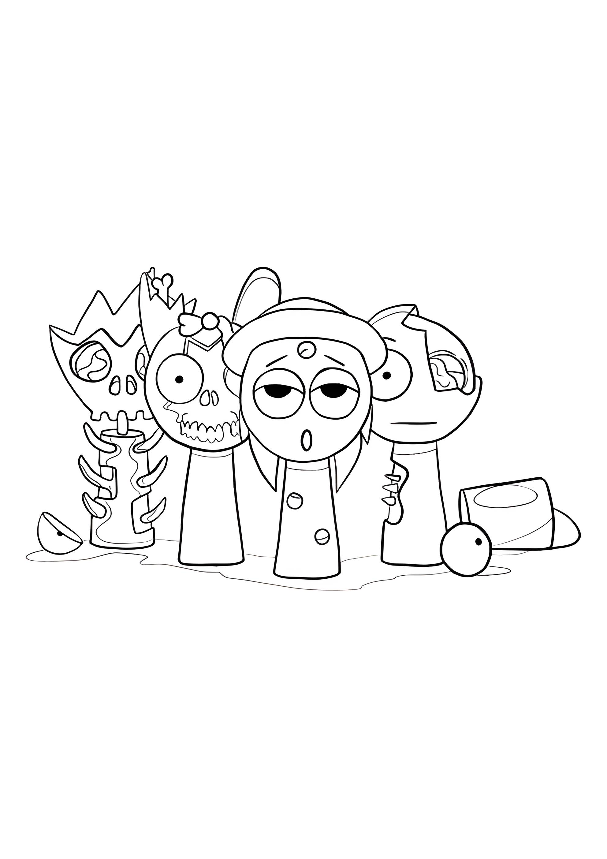 Раскраска Необычные страшные Спрунки