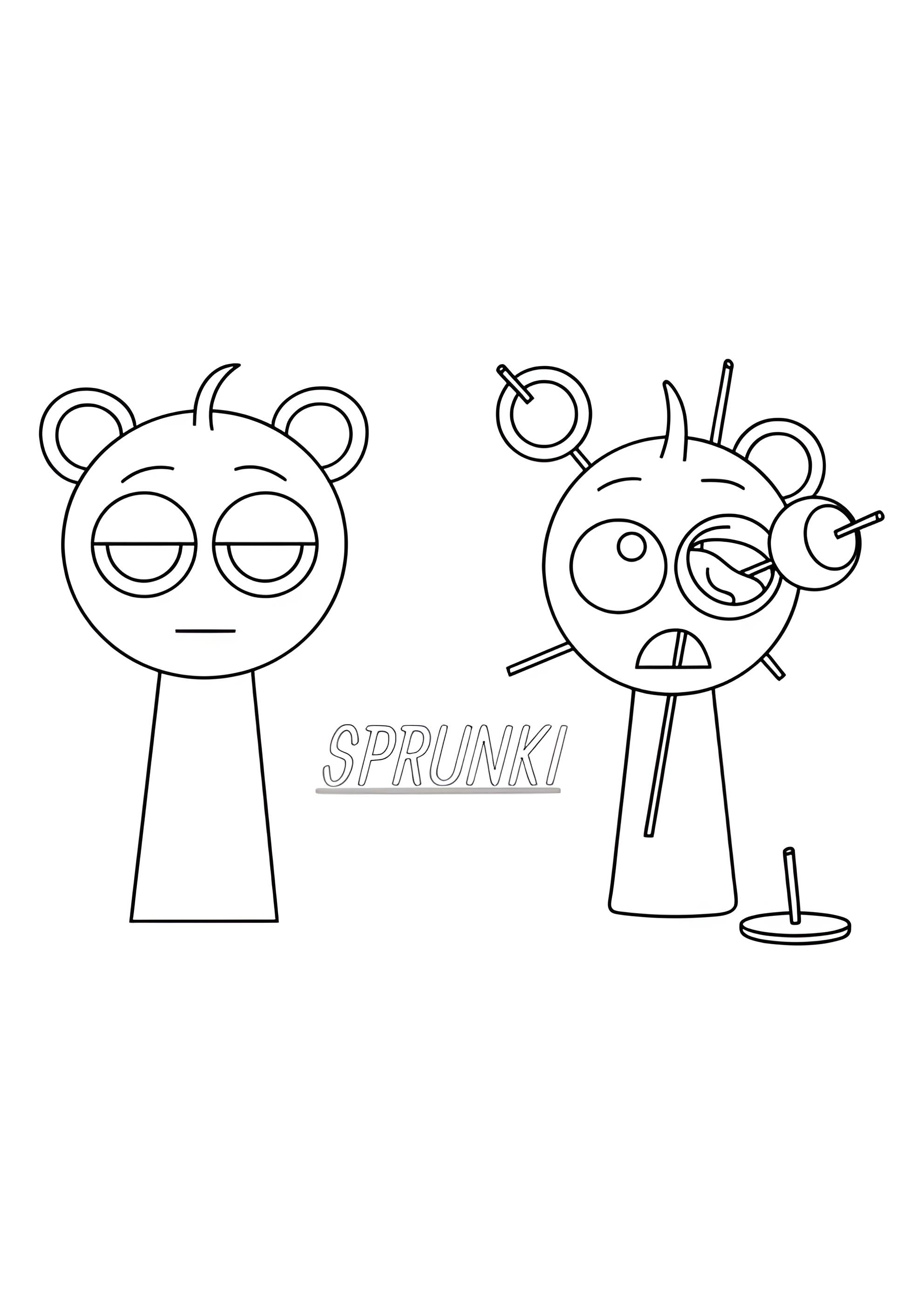 Раскраска Обычный и хоррор Спрунк Скай