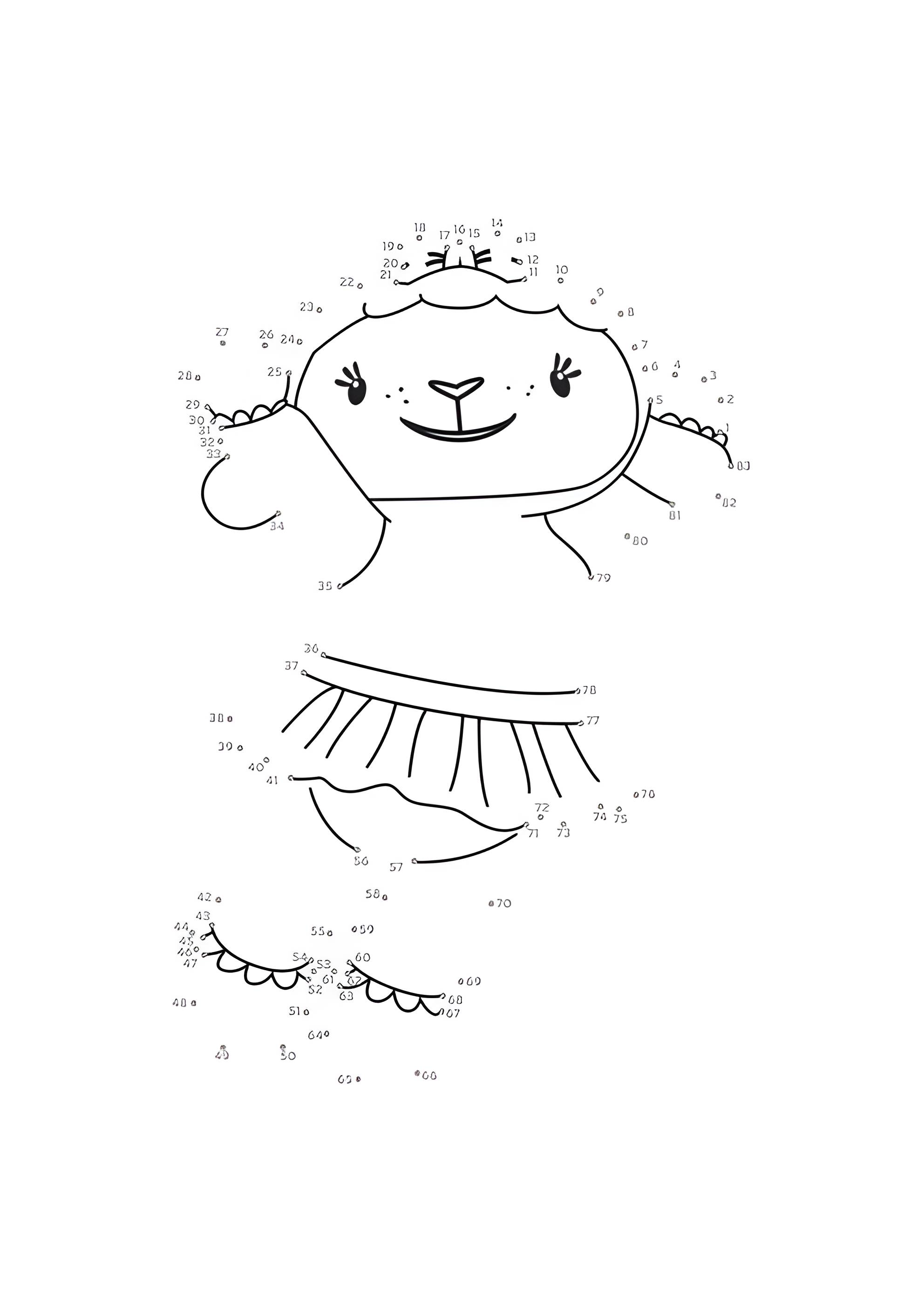 Раскраска Овечка Лэмми по точкам