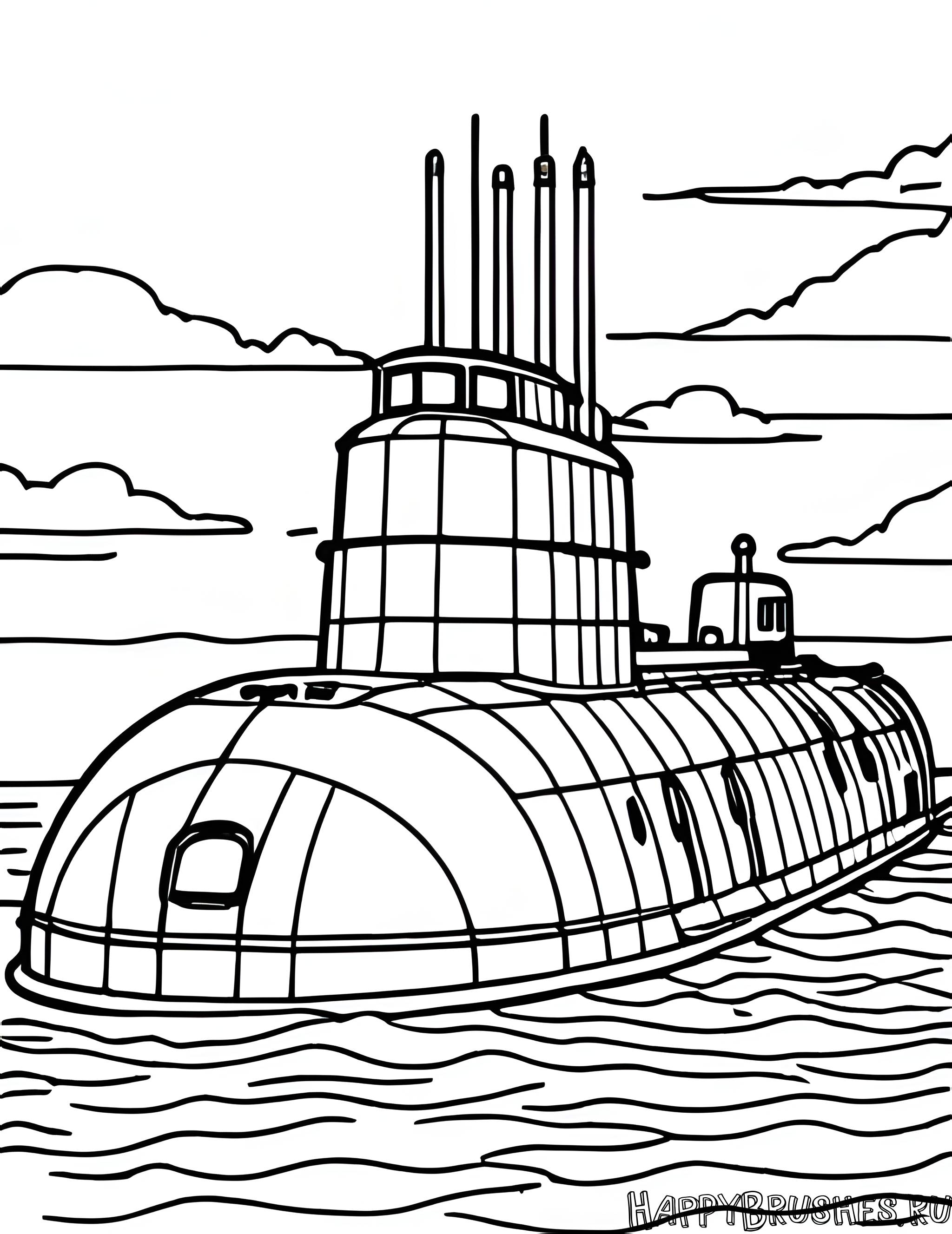 Раскраска Подводная лодка 14