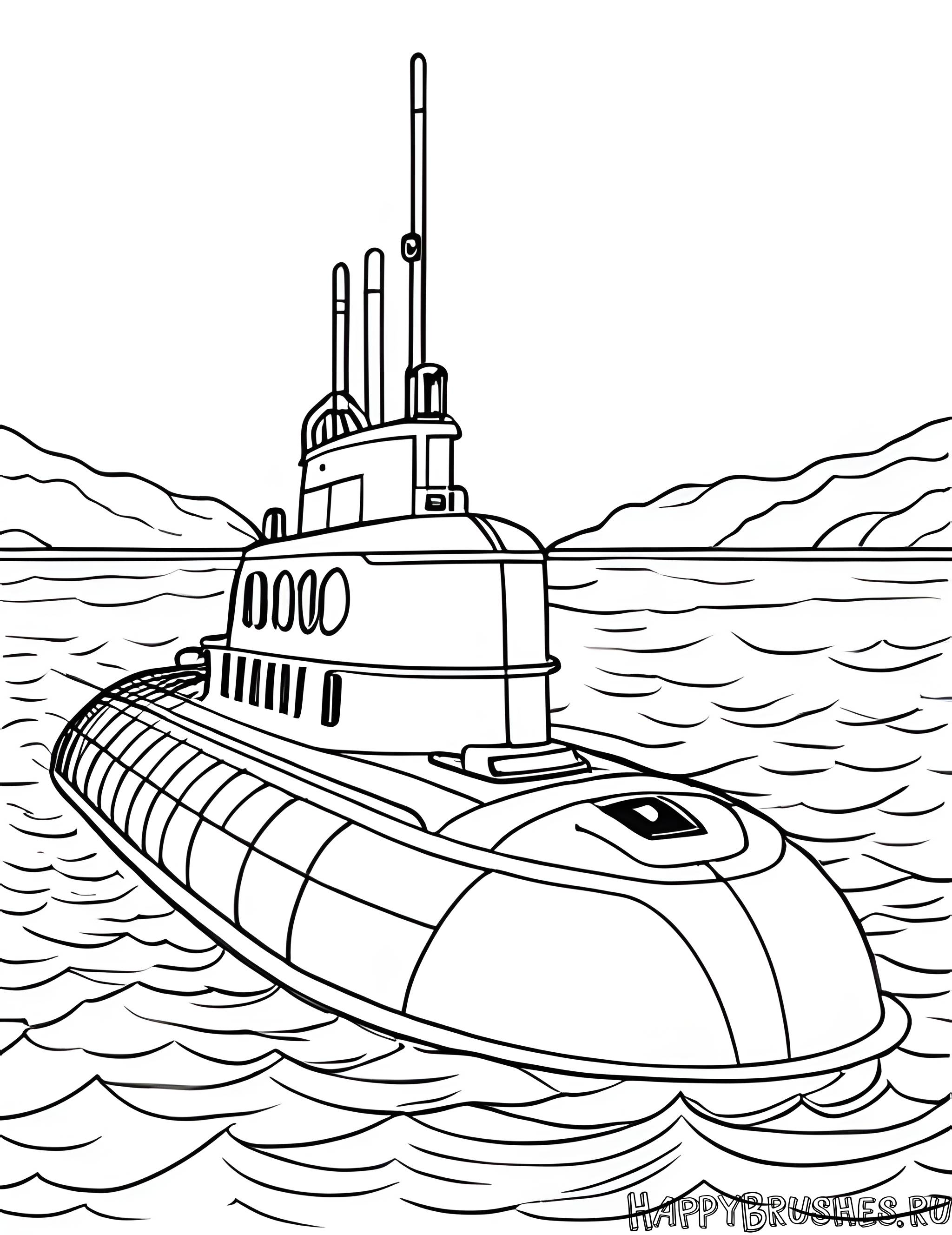 Раскраска Подводная лодка 5