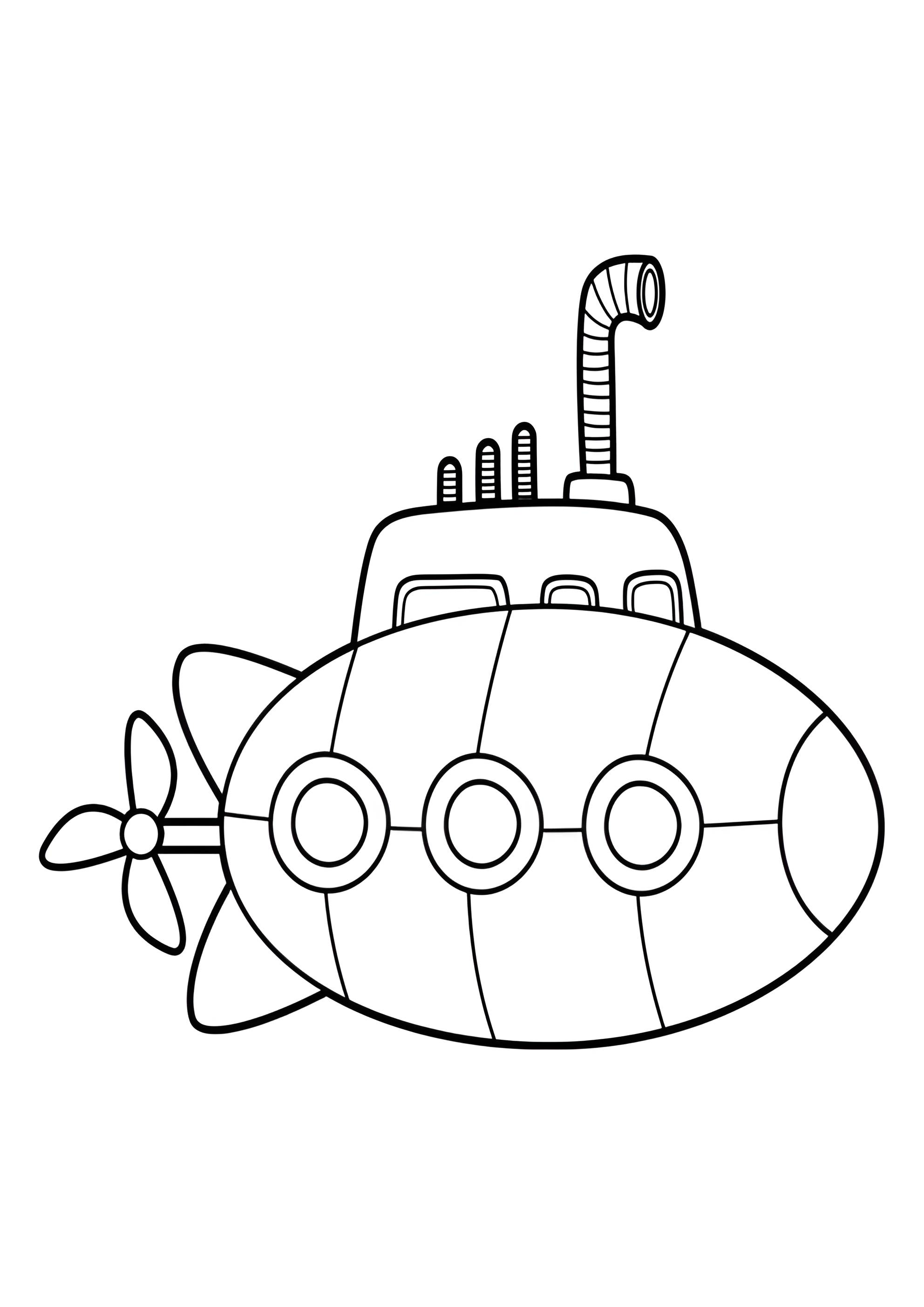 Раскраска Подводная лодка для малышей