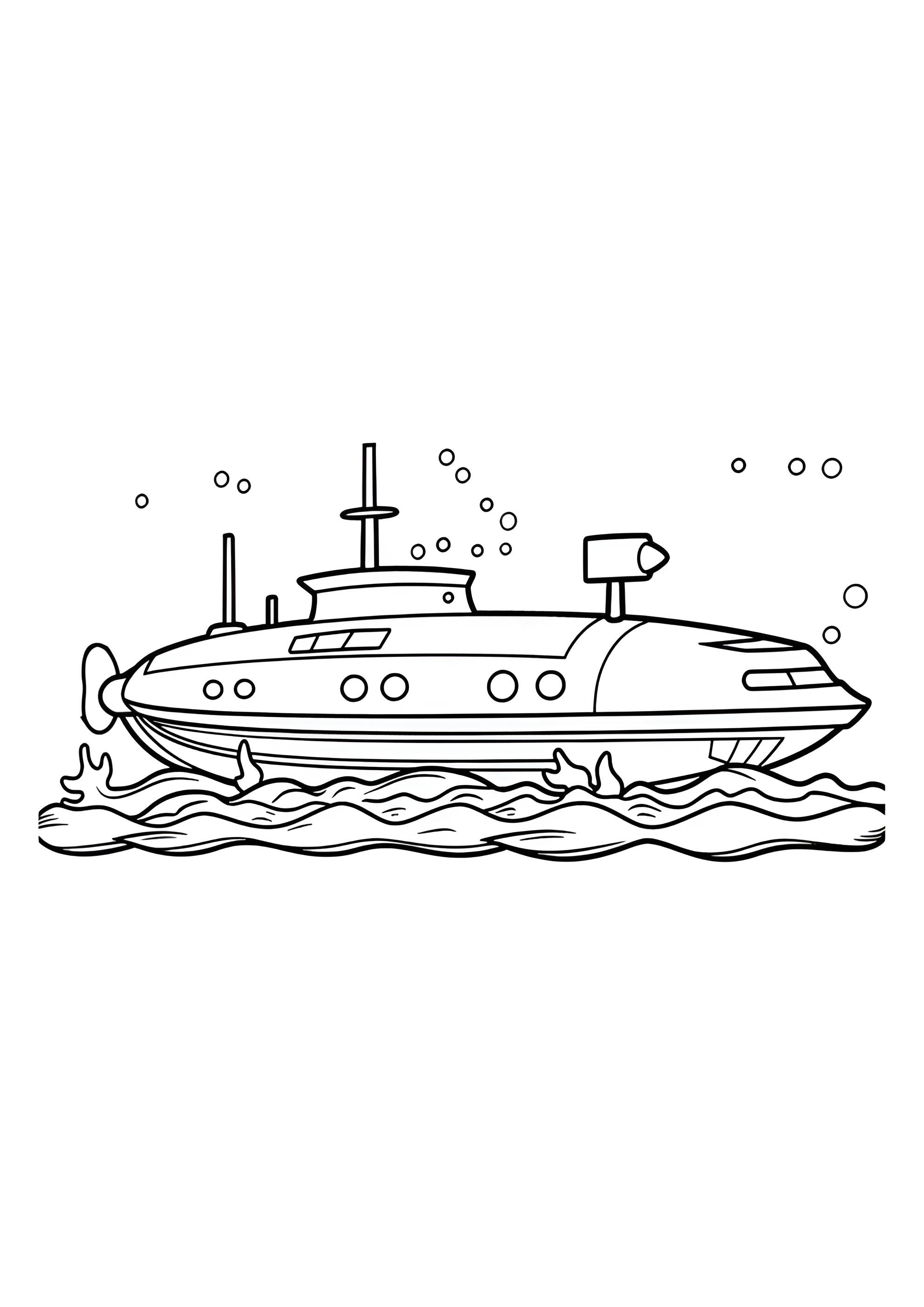 Раскраска Подводная лодка на морском дне