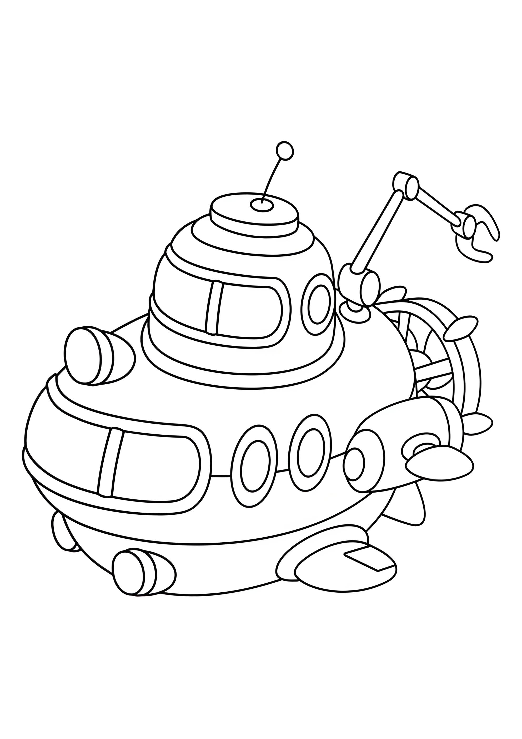 Раскраска Подводная лодка с манипулятором