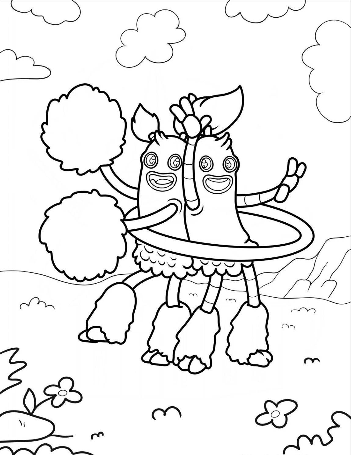 Раскраска Помпом и Хуула танцуют