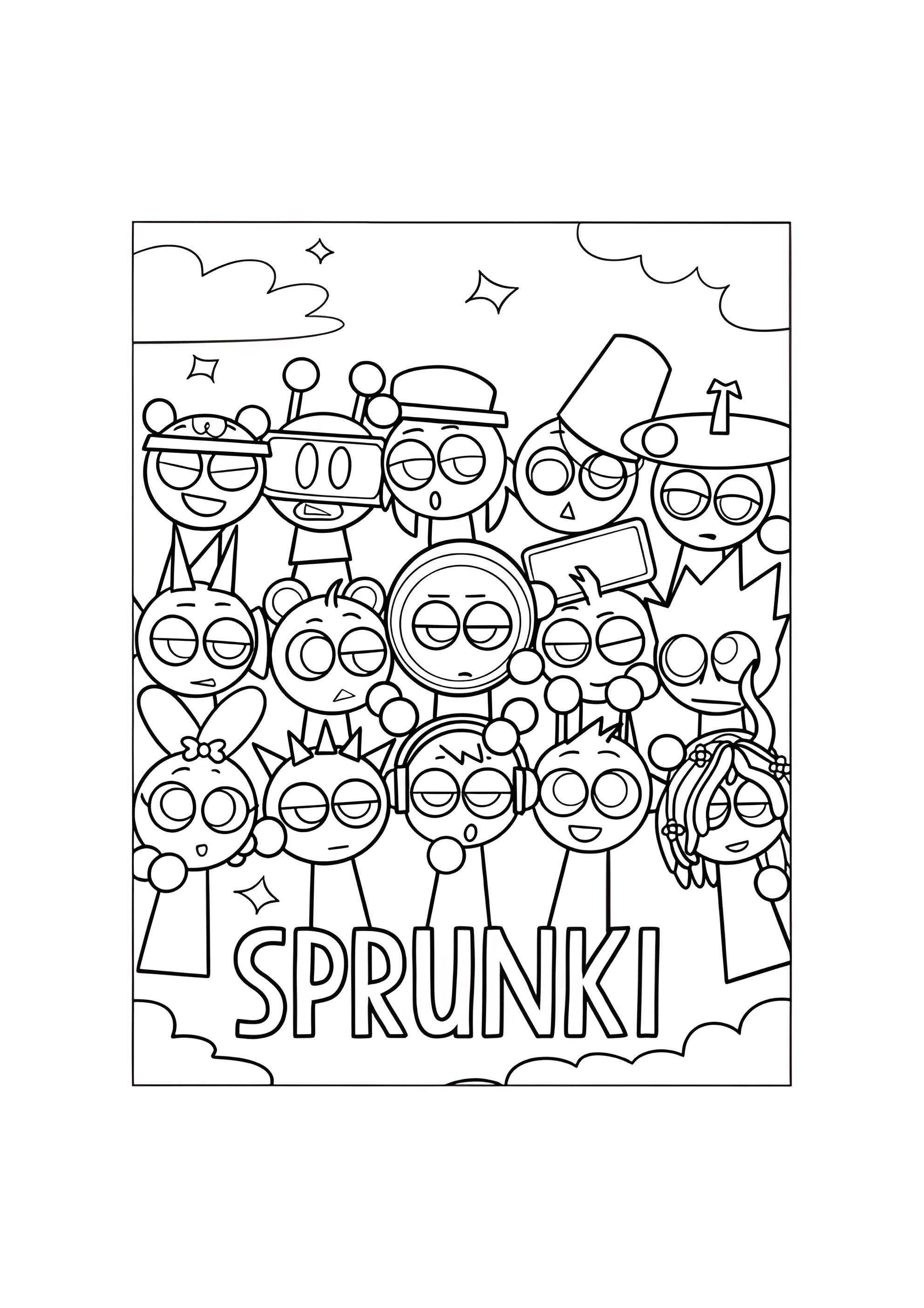 Раскраска Постер со Спрунками