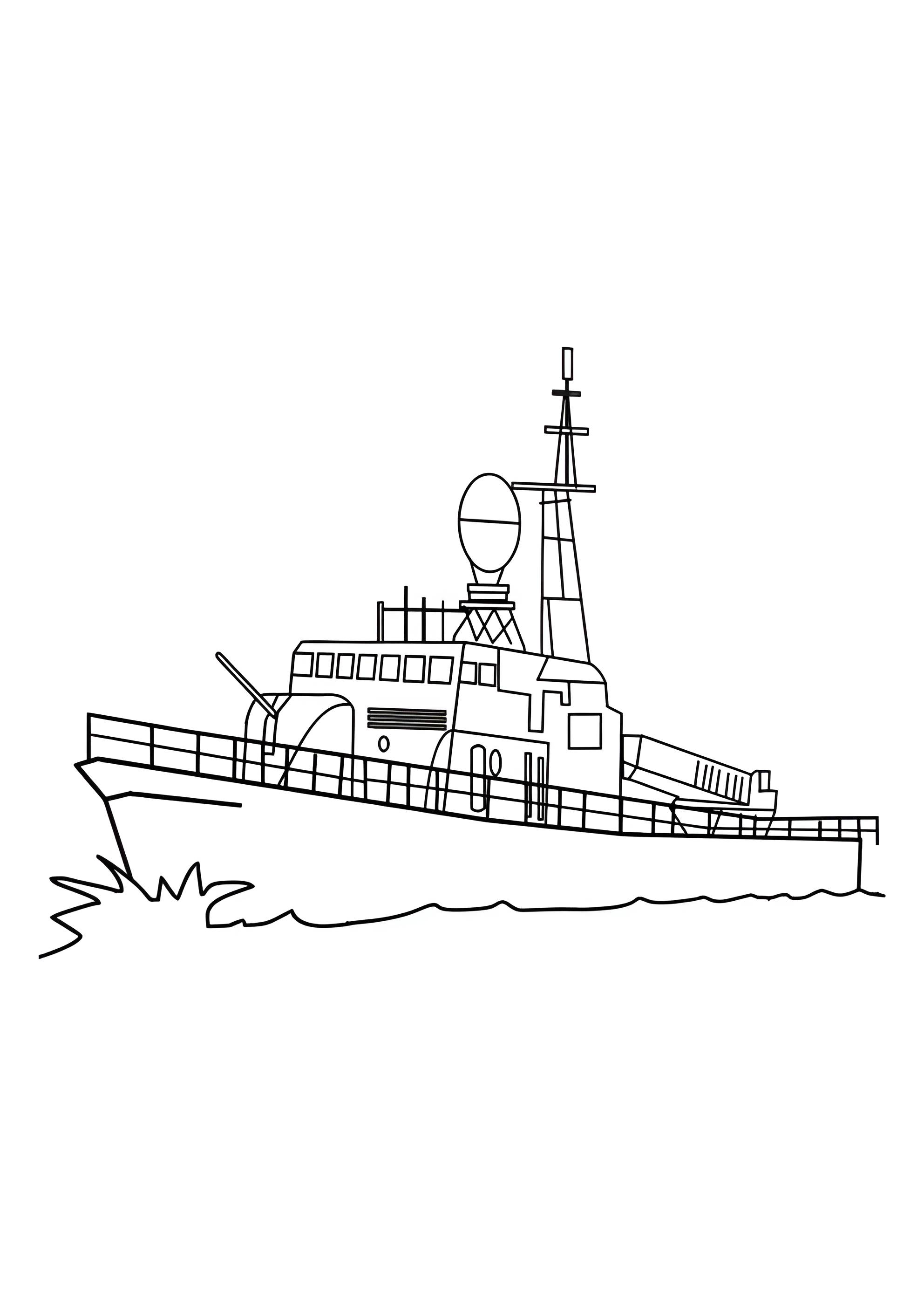 Раскраска Простой военный корабль
