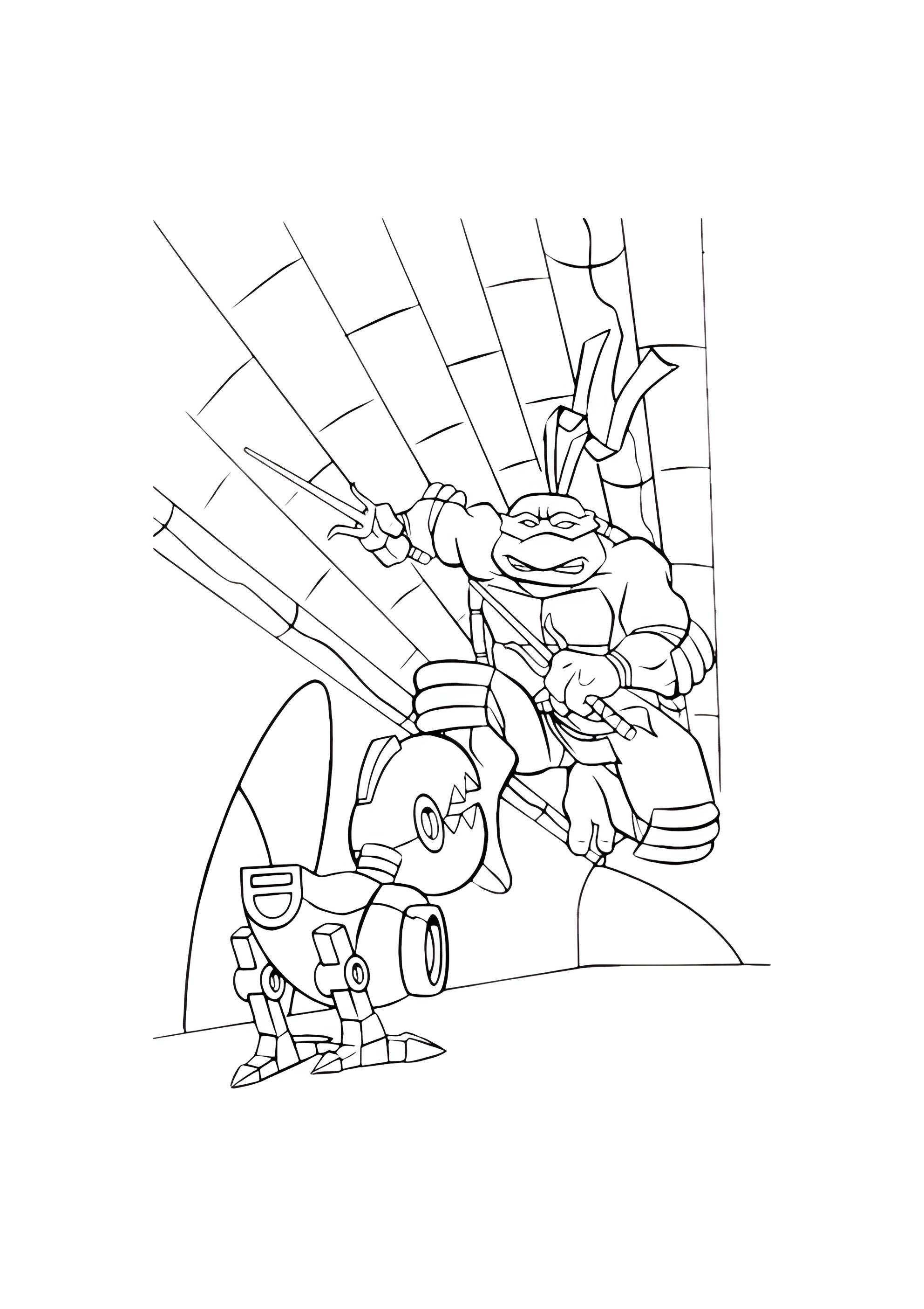 Раскраска Рафаэль и робот