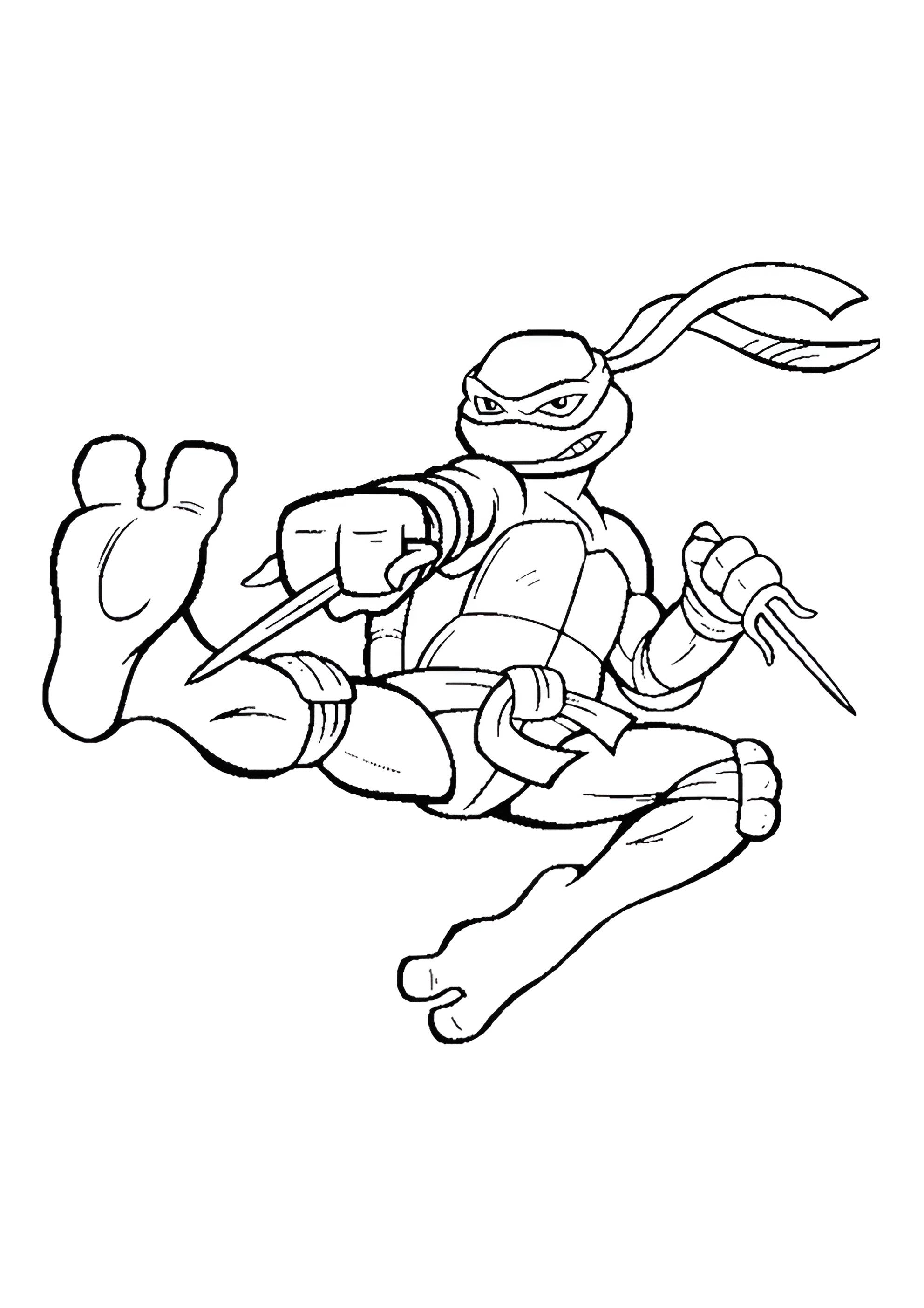 Раскраска Рафаэль наносит удар