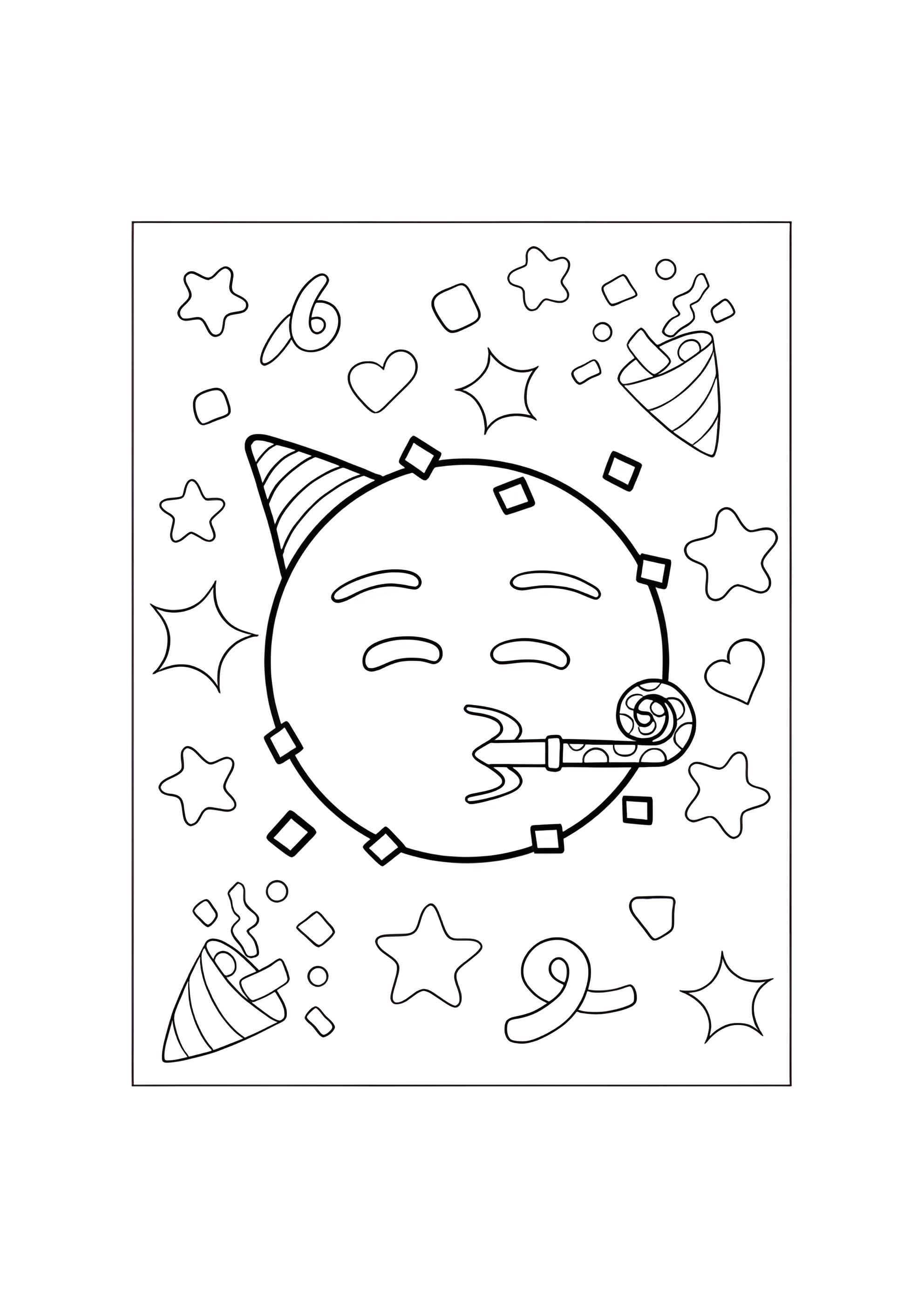 Раскраска Смайлик на вечеринке