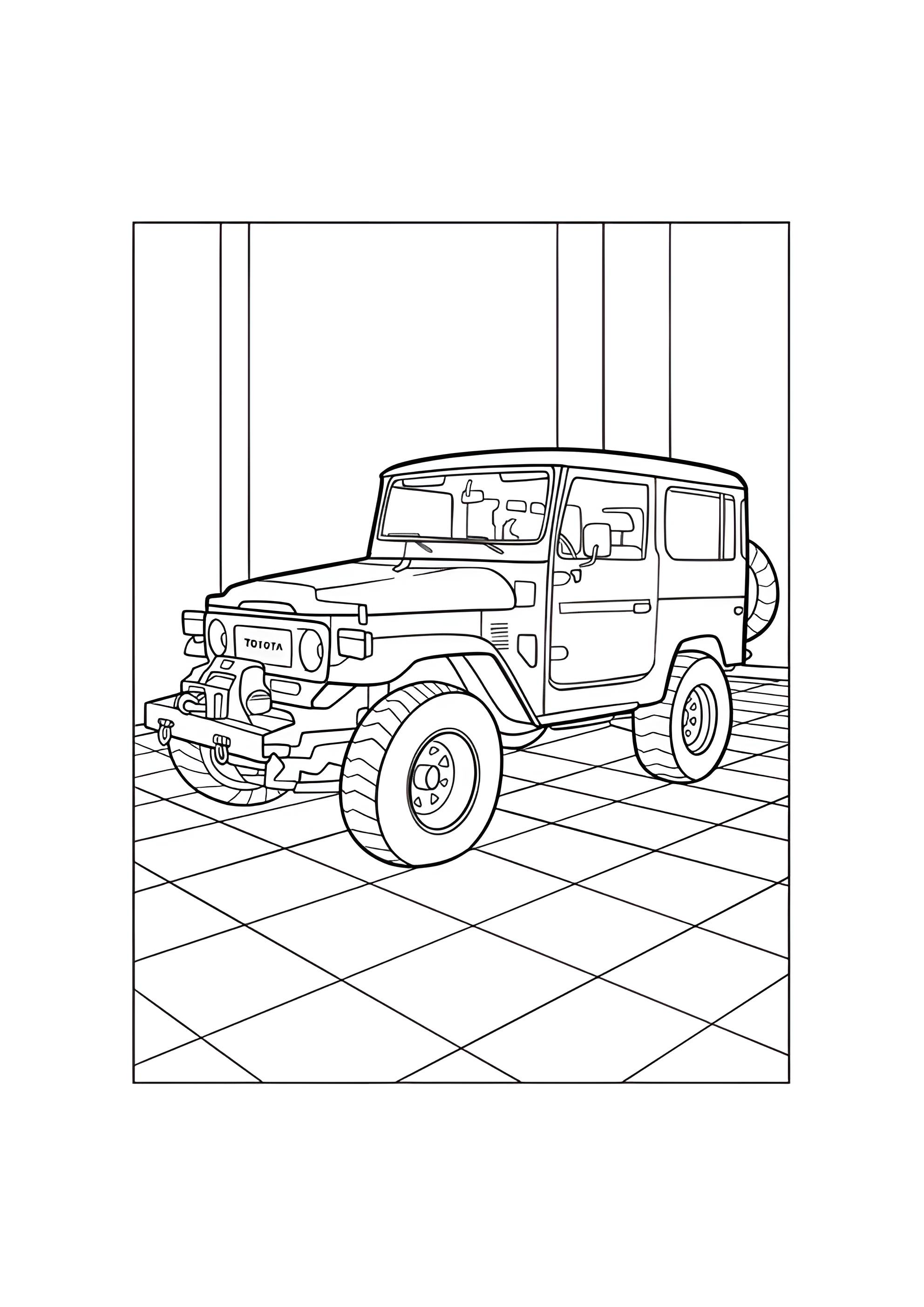 Раскраска Старенькая Тойота Ленд Крузер