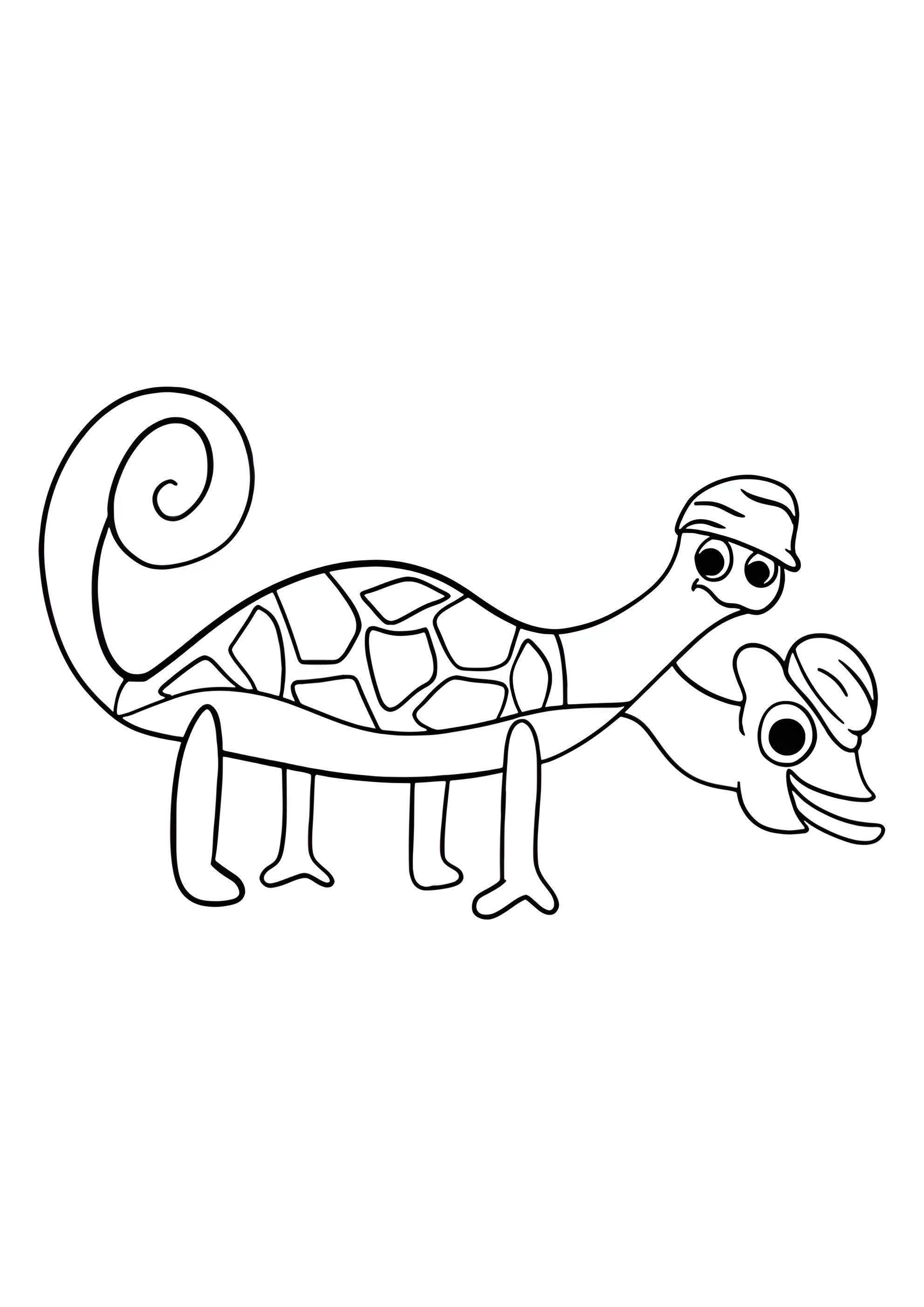 Раскраска Таматаки и Чаматаки черепаха-хамелеон