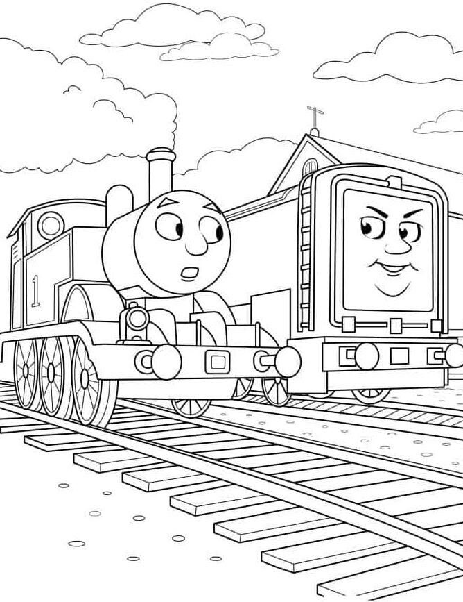 Раскраска Томас и Дизель