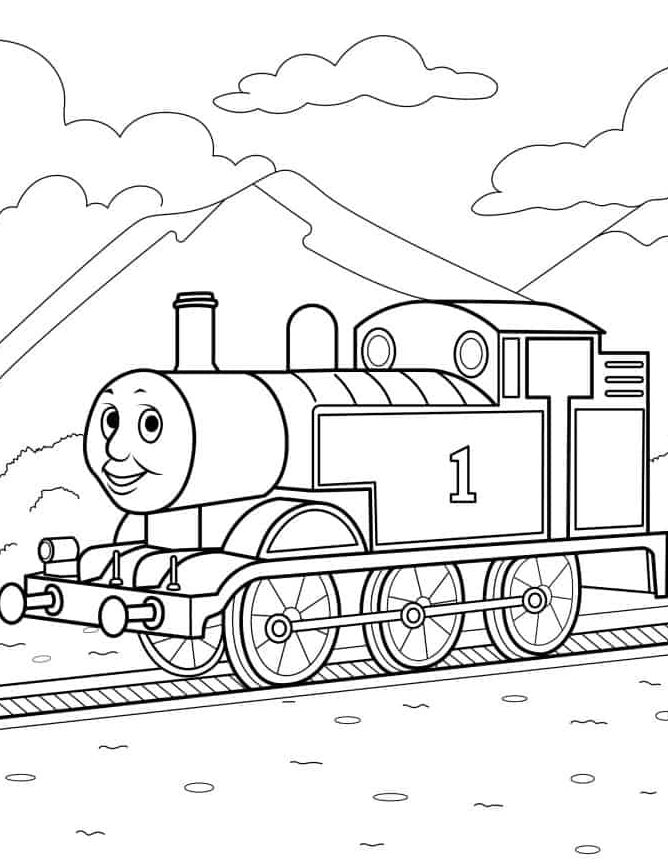 Раскраска Томас на рельсах