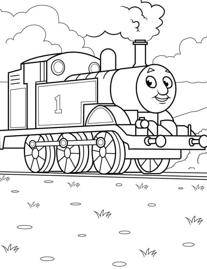 Раскраска Томас выпускает пар