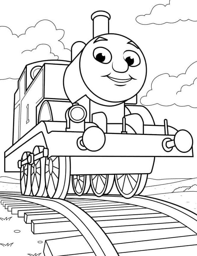 Раскраска Улыбающийся Томас