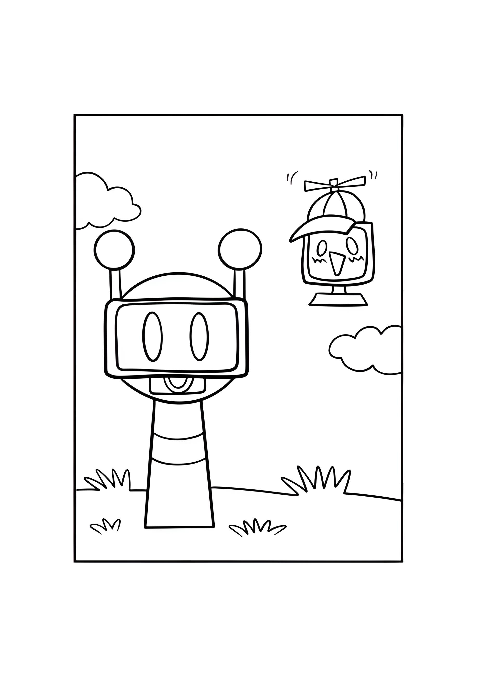 Раскраска Весёлый бот и Мистер Весёлый Компьютер