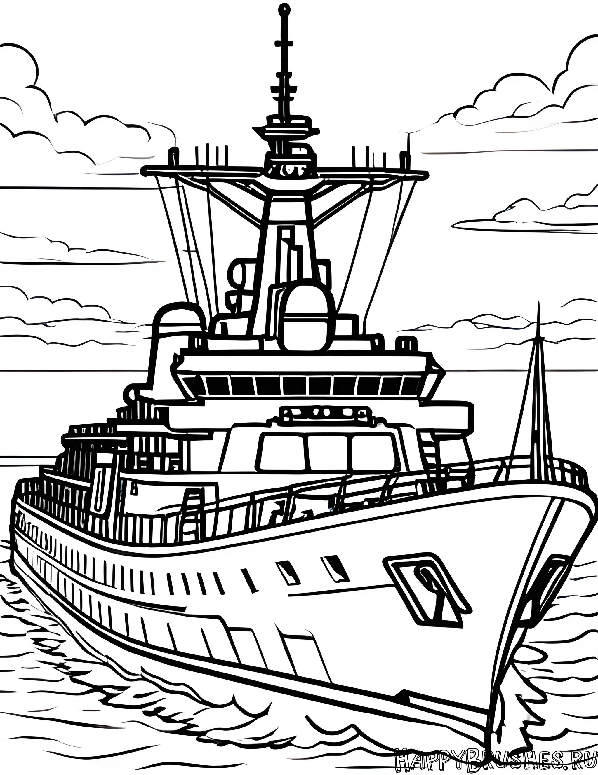 Раскраска Военный корабль 10
