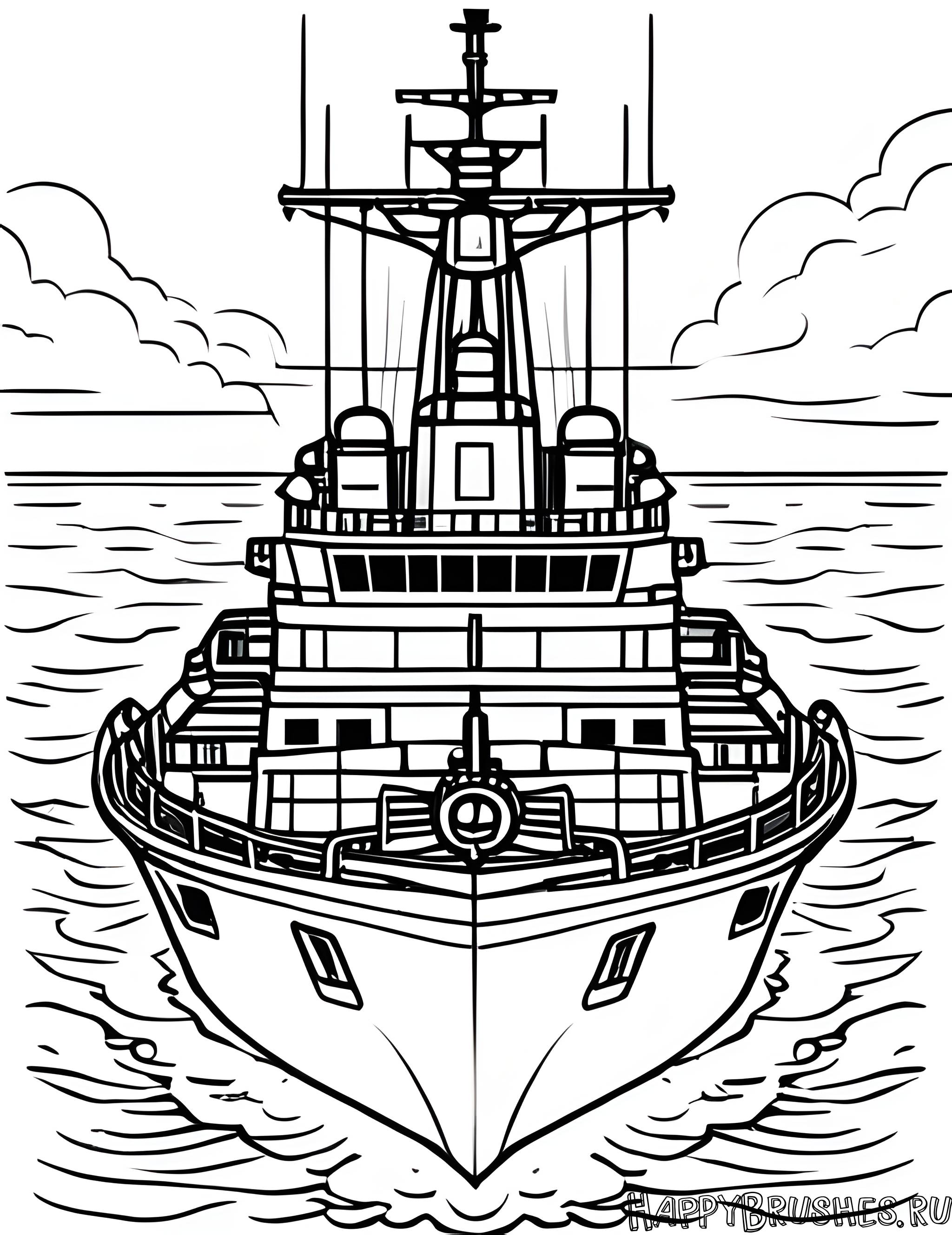 Раскраска Военный корабль 13