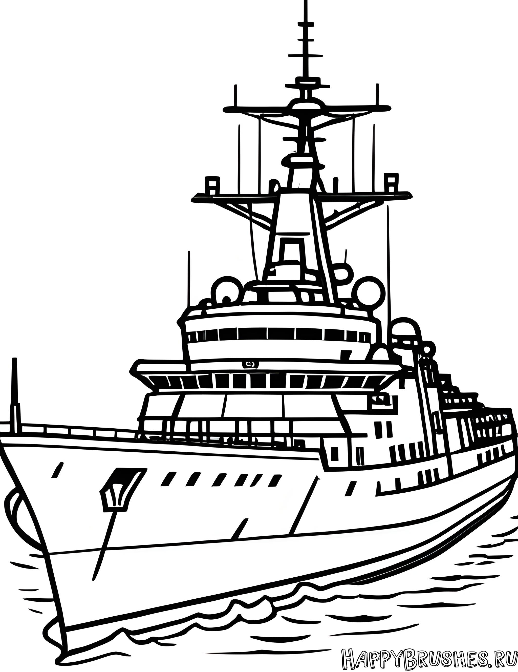 Раскраска Военный корабль 18