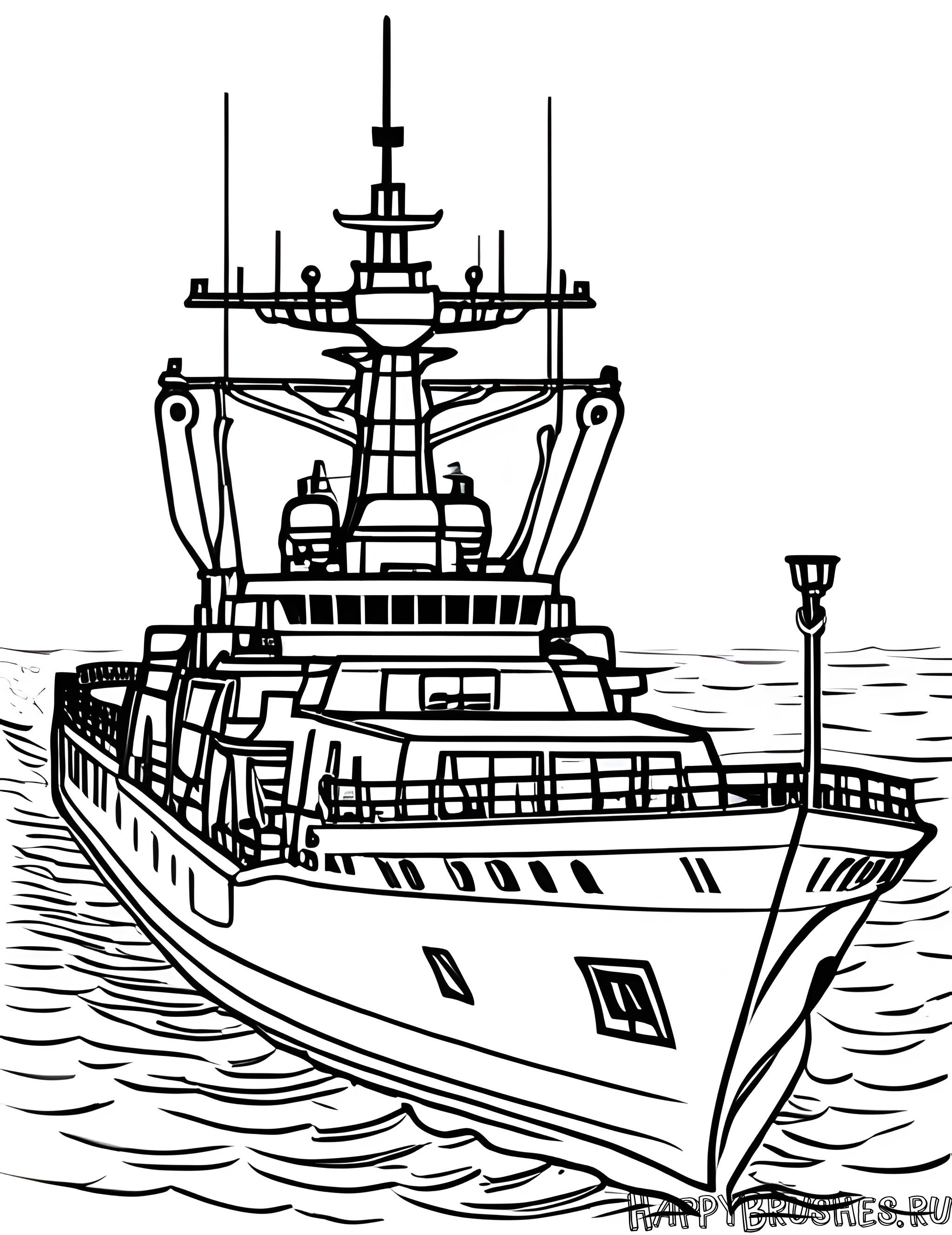 Раскраска Военный корабль 6