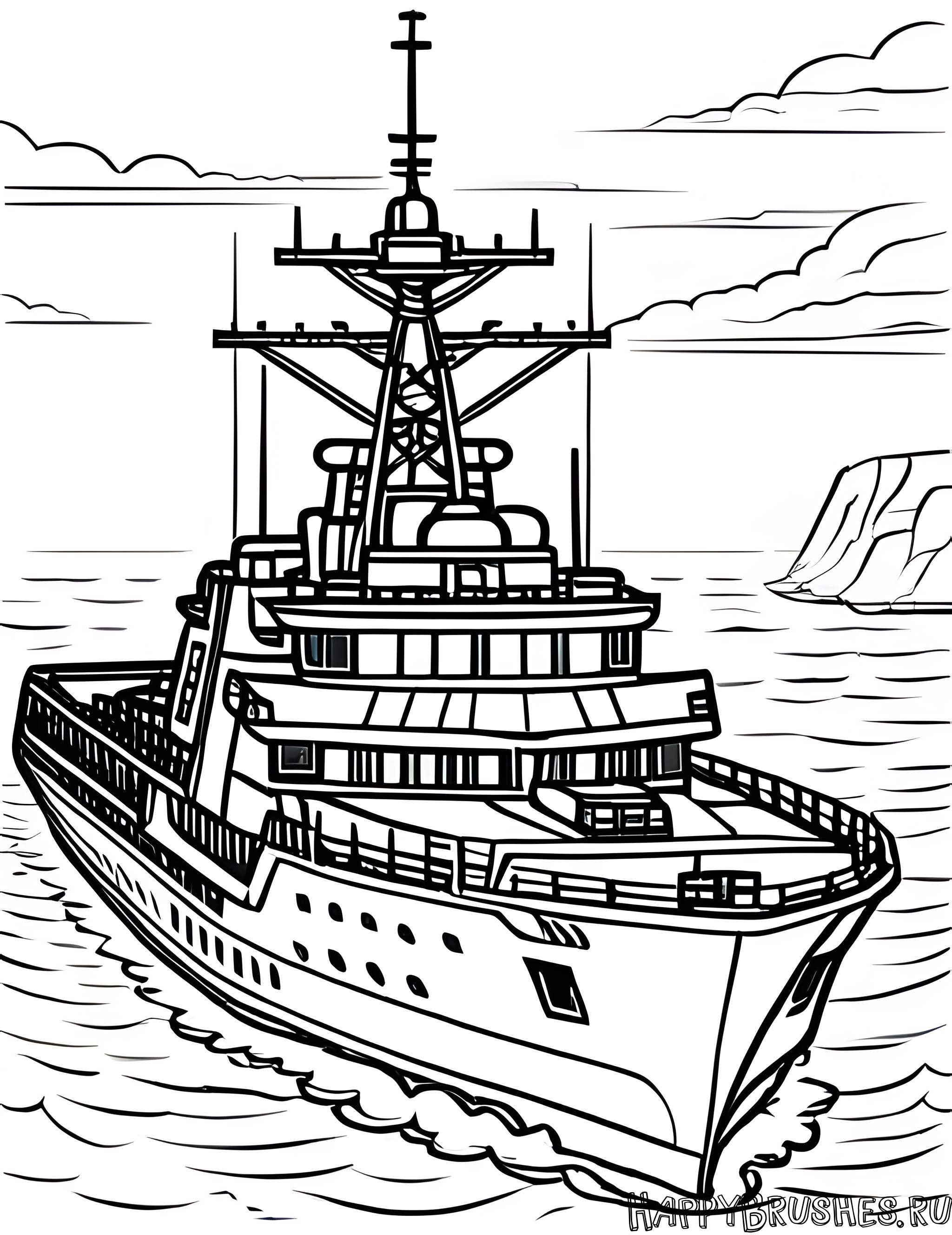 Раскраска Военный корабль 9