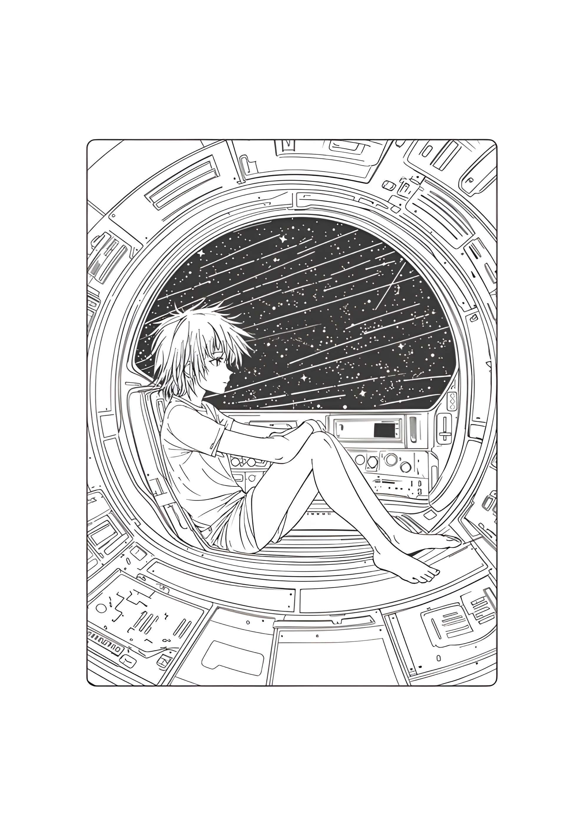 Раскраска Аниме парень в космосе
