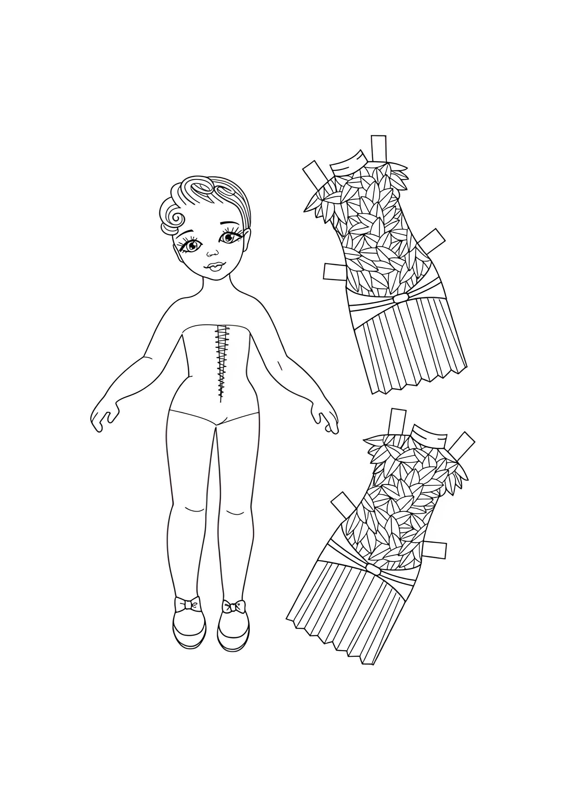 Раскраска Бумажная кукла девочка Аманда