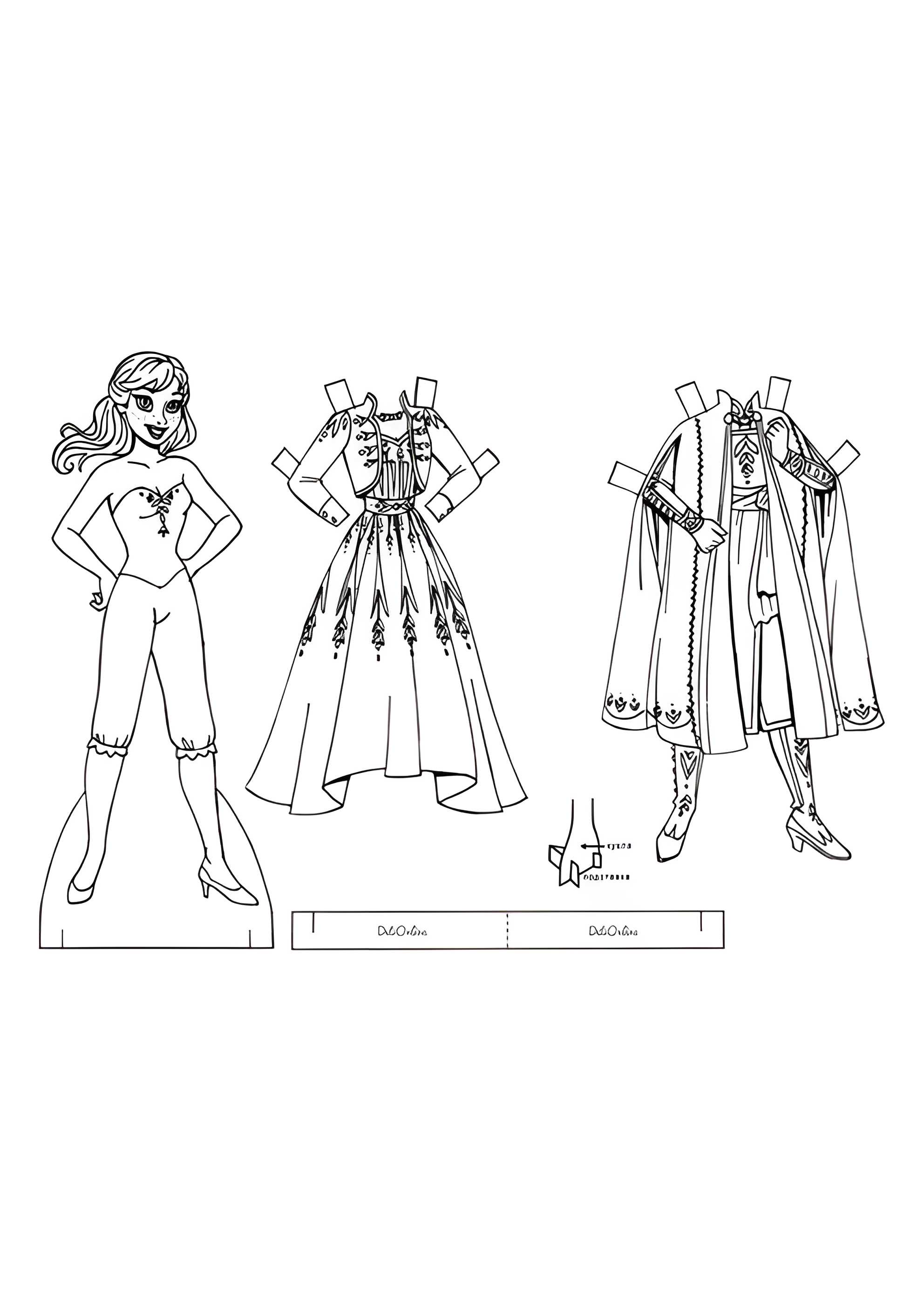 Раскраска Бумажная кукла Дисней принцесса Анна